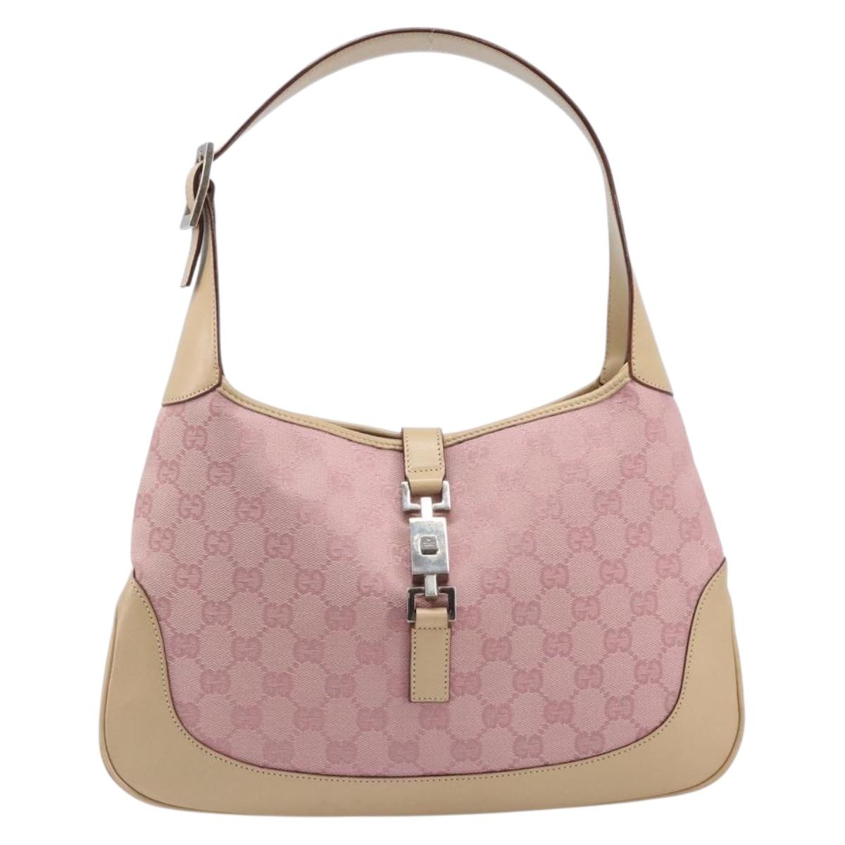 GUCCI GG Canvas Jackie Hand Bag Pink Gold 001 3306 Auth yk20886V