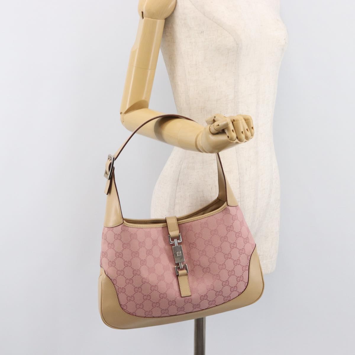 GUCCI GG Canvas Jackie Hand Bag Pink Gold 001 3306 Auth yk20886V