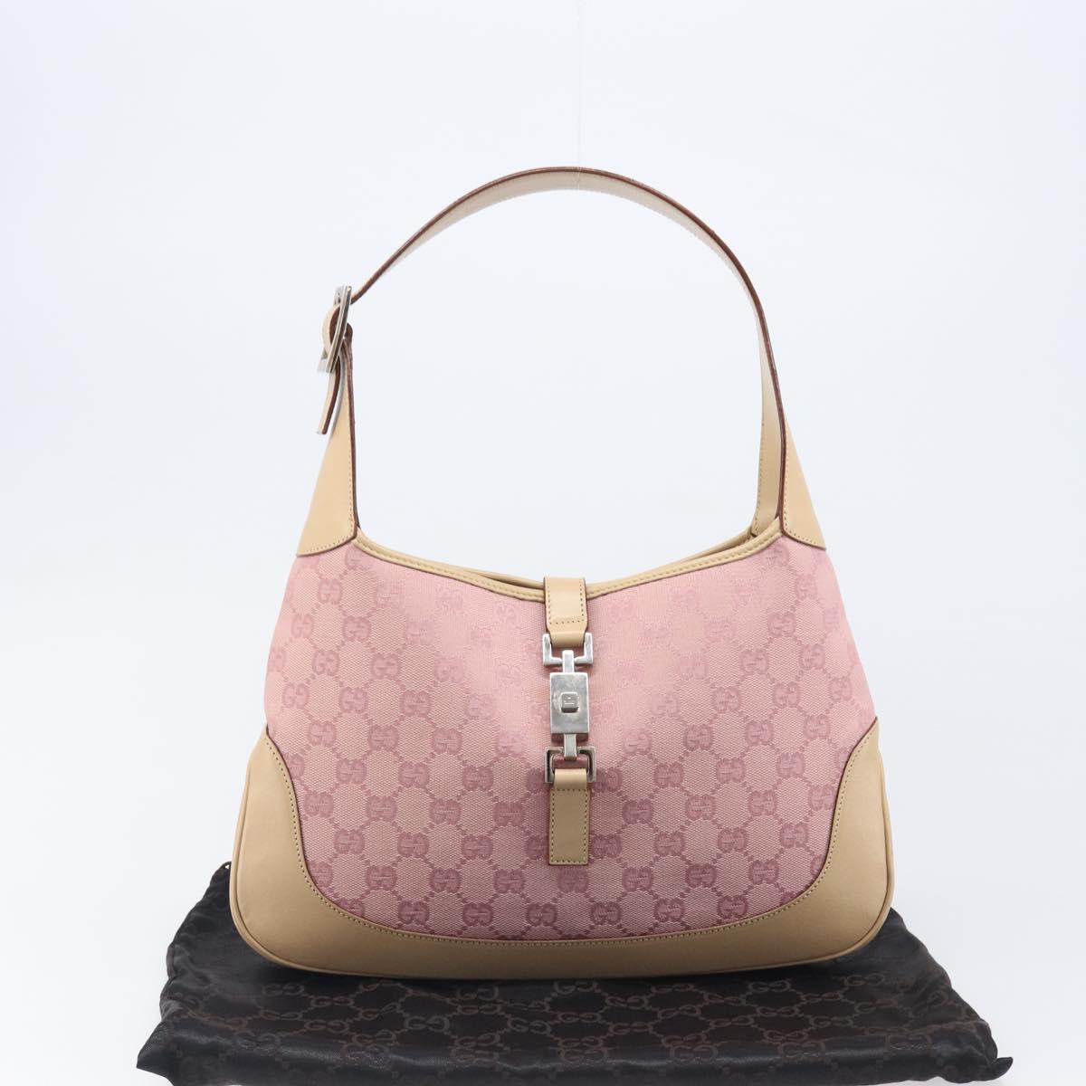 GUCCI GG Canvas Jackie Hand Bag Pink Gold 001 3306 Auth yk20886V
