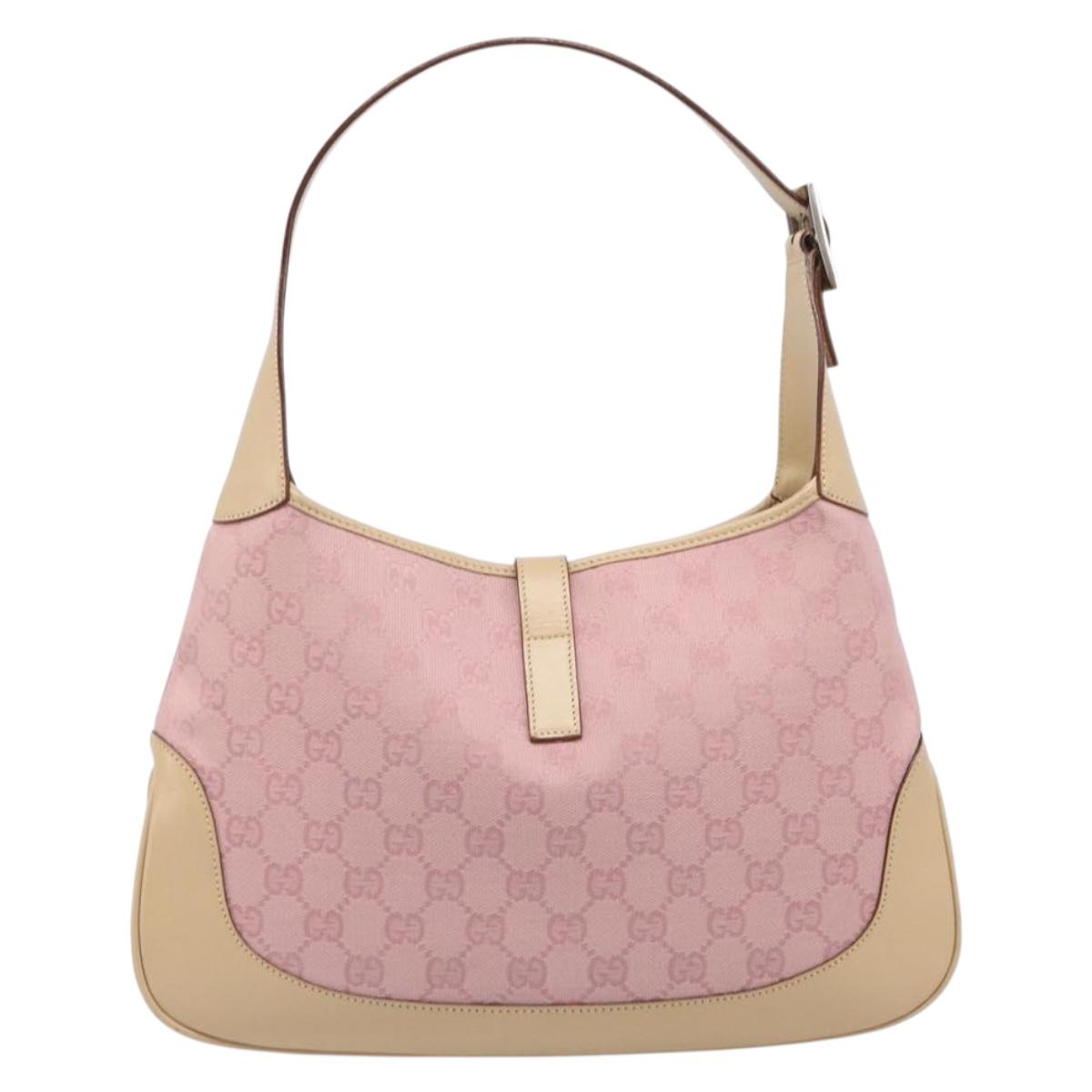 GUCCI GG Canvas Jackie Hand Bag Pink Gold 001 3306 Auth yk20886V