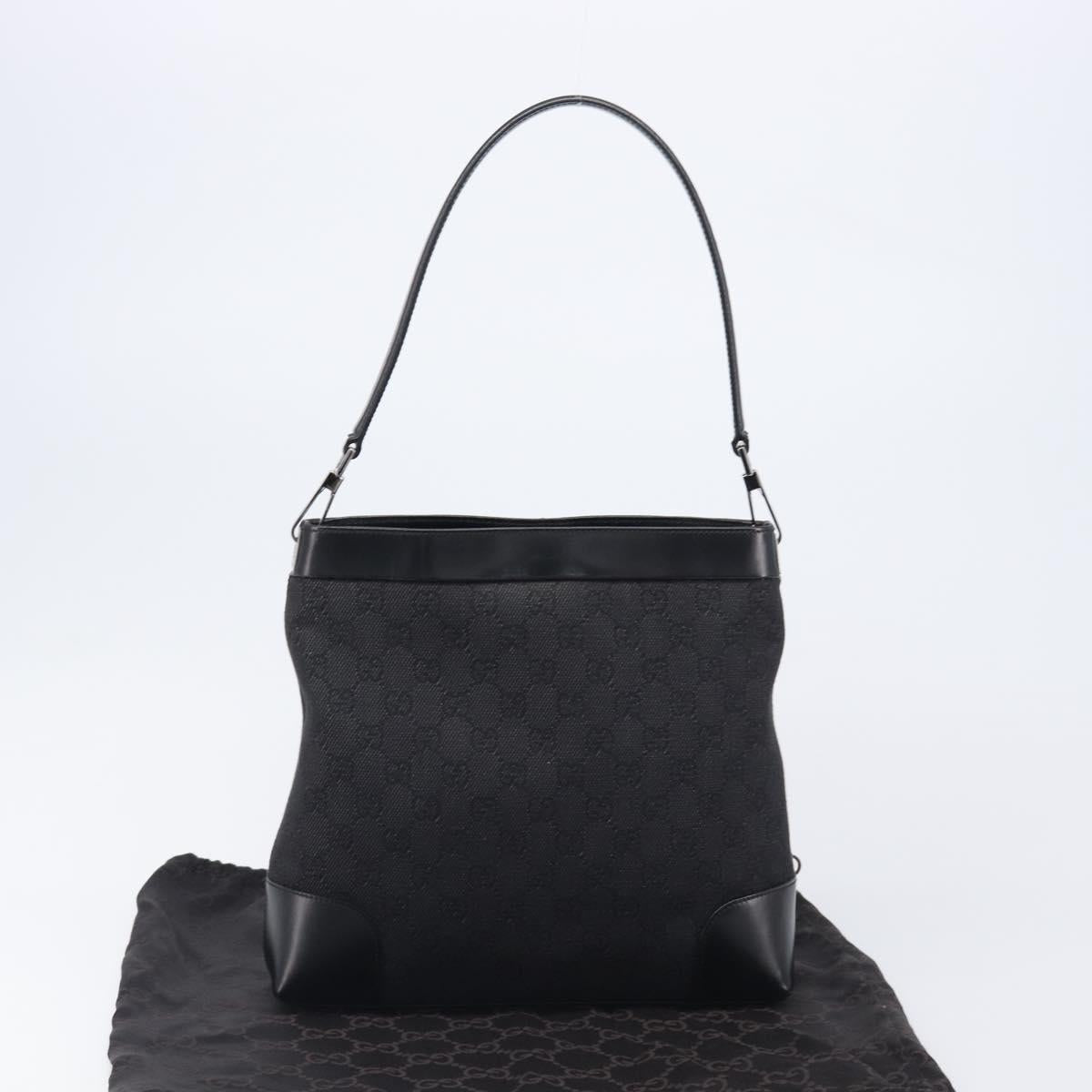 GUCCI GG Canvas Shoulder Bag Outlet Black Silver 143745 Auth yk20887A