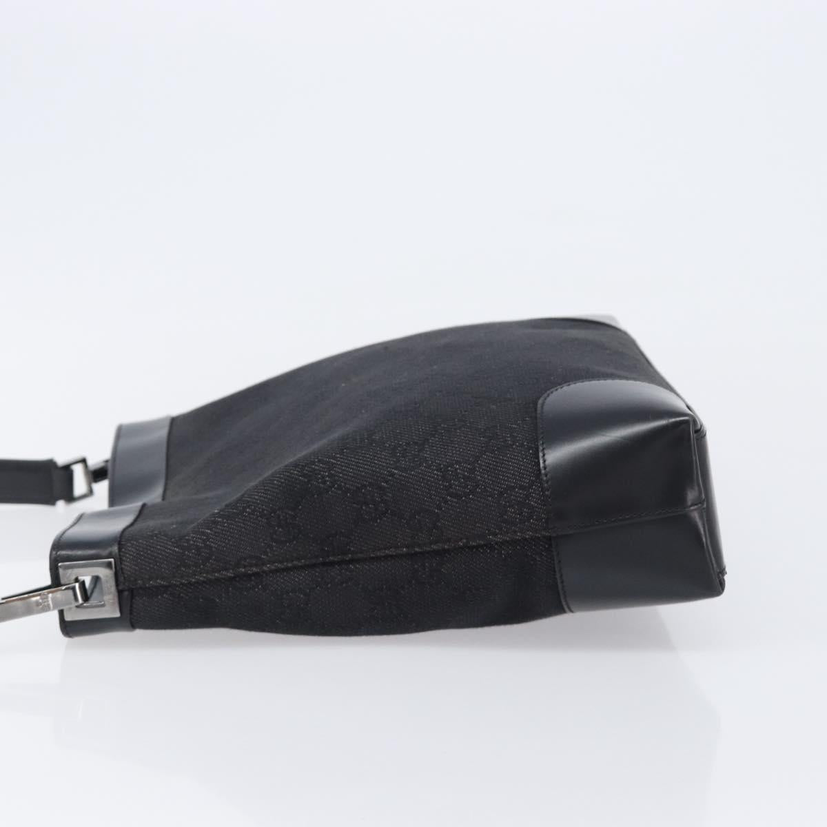 GUCCI GG Canvas Shoulder Bag Outlet Black Silver 143745 Auth yk20887A