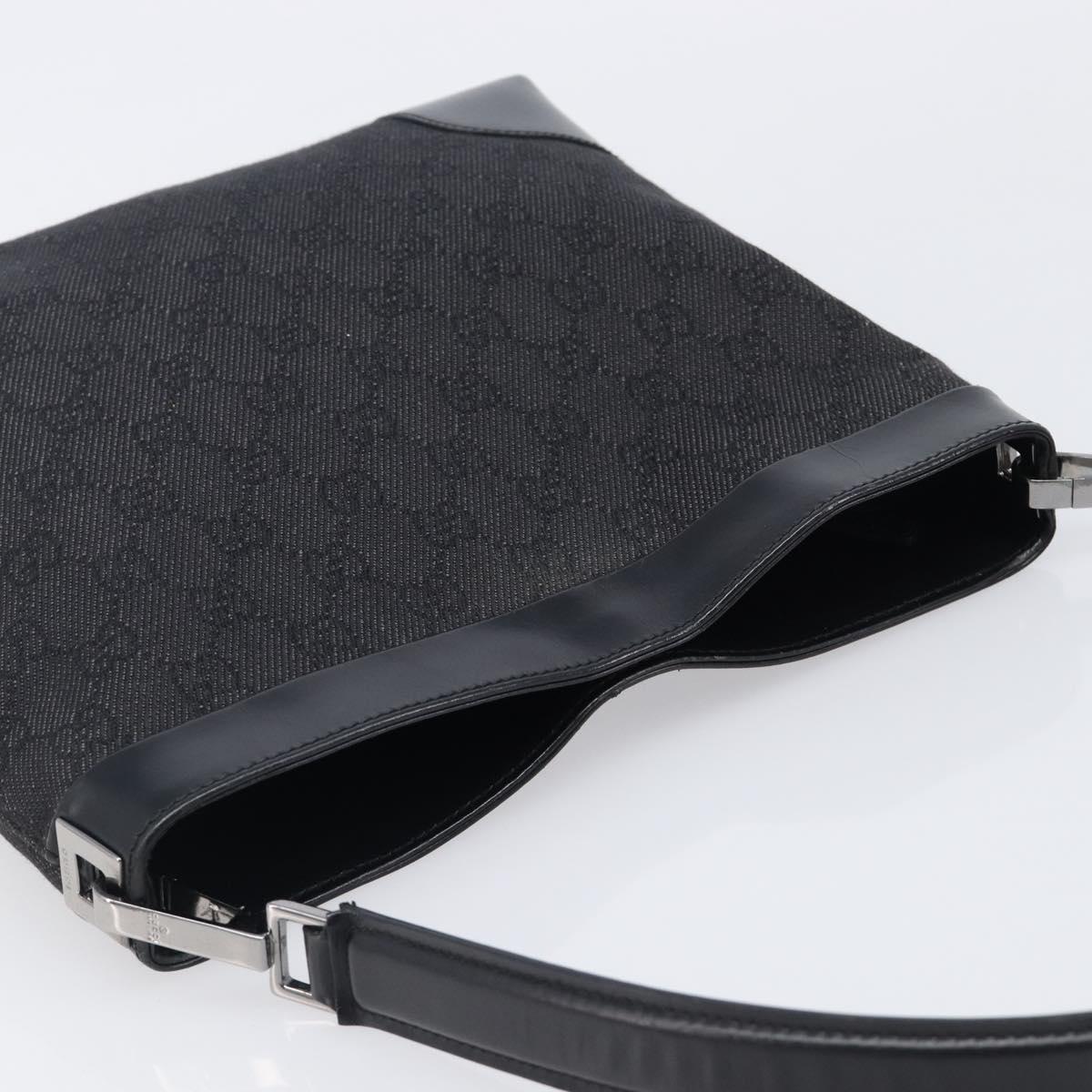 GUCCI GG Canvas Shoulder Bag Outlet Black Silver 143745 Auth yk20887A
