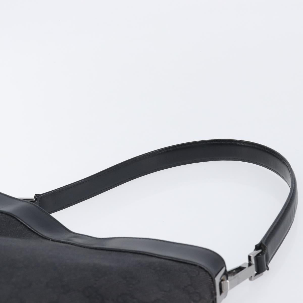GUCCI GG Canvas Shoulder Bag Outlet Black Silver 143745 Auth yk20887A