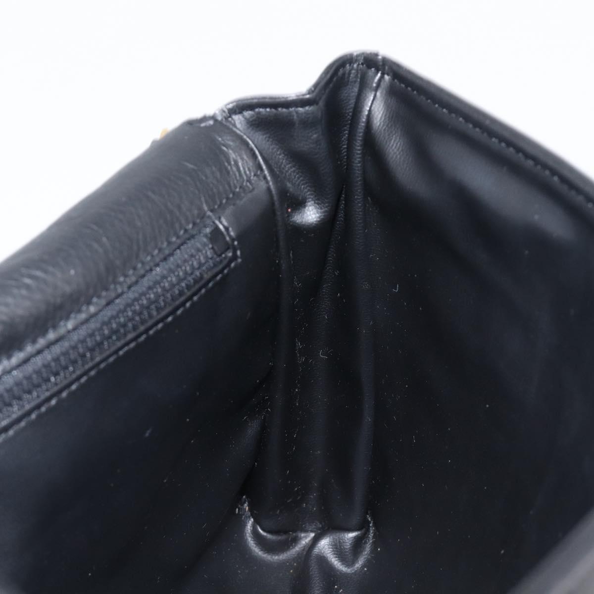 CELINE Chain Shoulder Bag Leather Black Gold Auth yk20890V