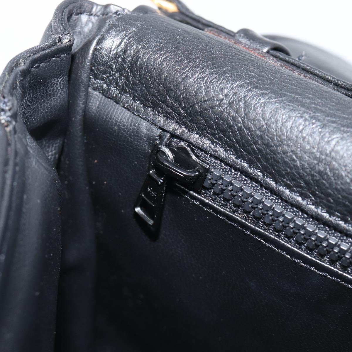 CELINE Chain Shoulder Bag Leather Black Gold Auth yk20890V
