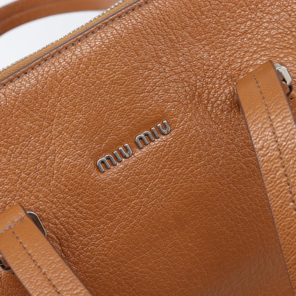 Miu Miu Hand Bag Leather 2way Brown Silver Auth yk20891M