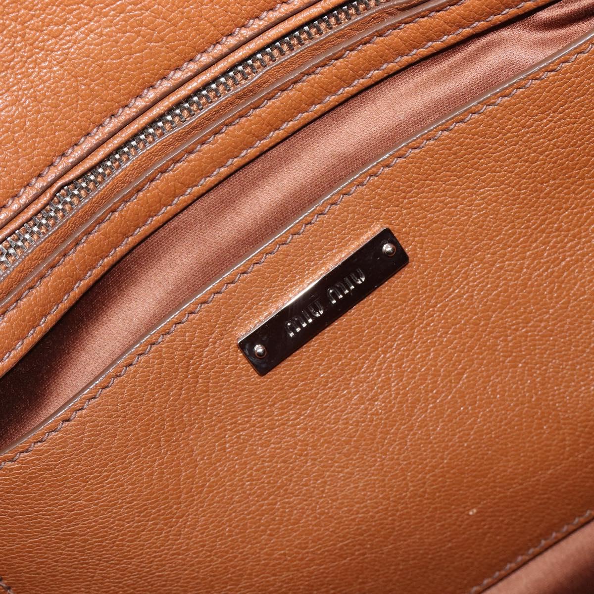 Miu Miu Hand Bag Leather 2way Brown Silver Auth yk20891M