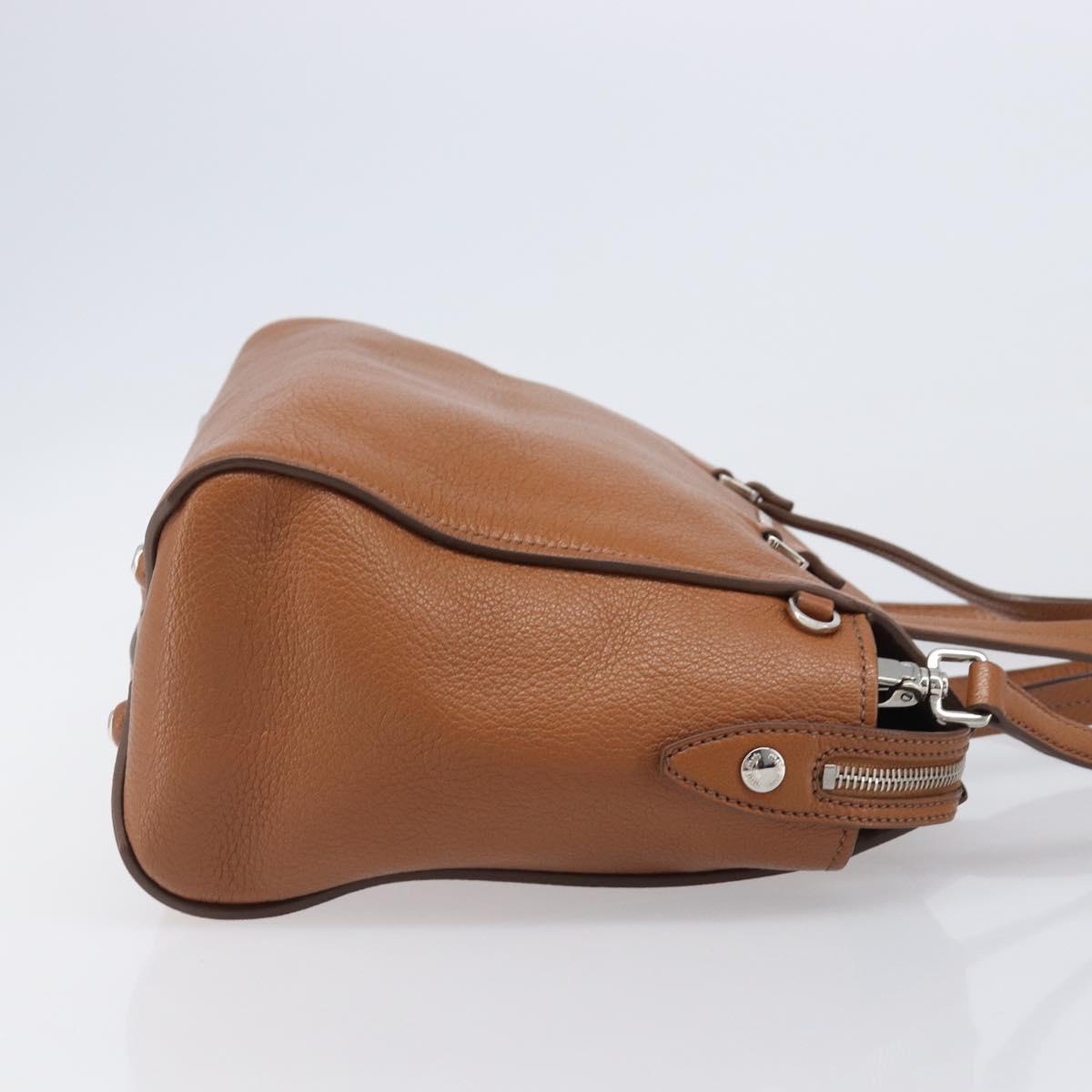 Miu Miu Hand Bag Leather 2way Brown Silver Auth yk20891M