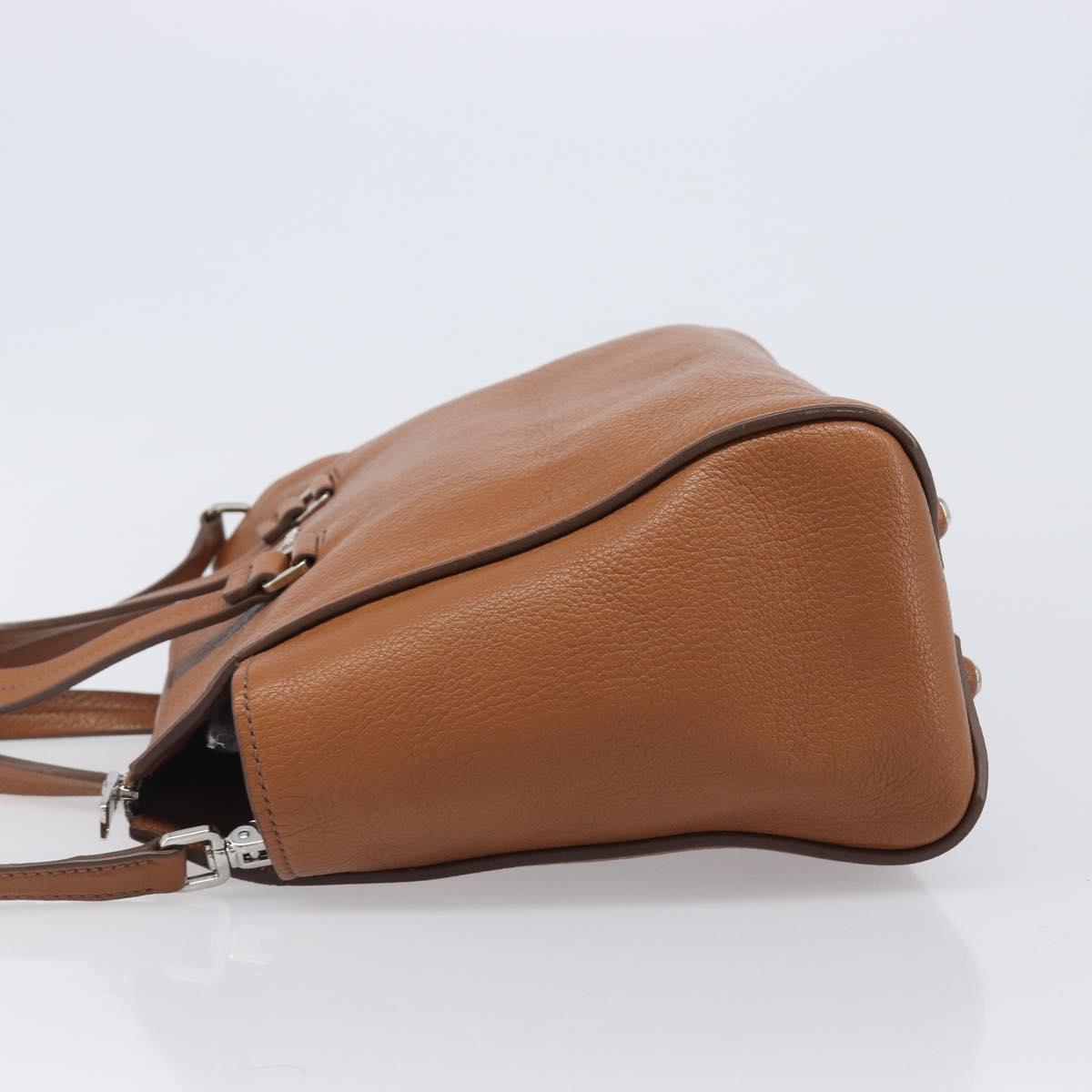 Miu Miu Hand Bag Leather 2way Brown Silver Auth yk20891M