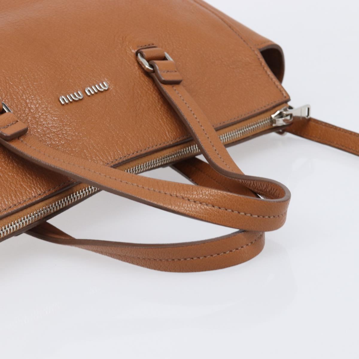 Miu Miu Hand Bag Leather 2way Brown Silver Auth yk20891M