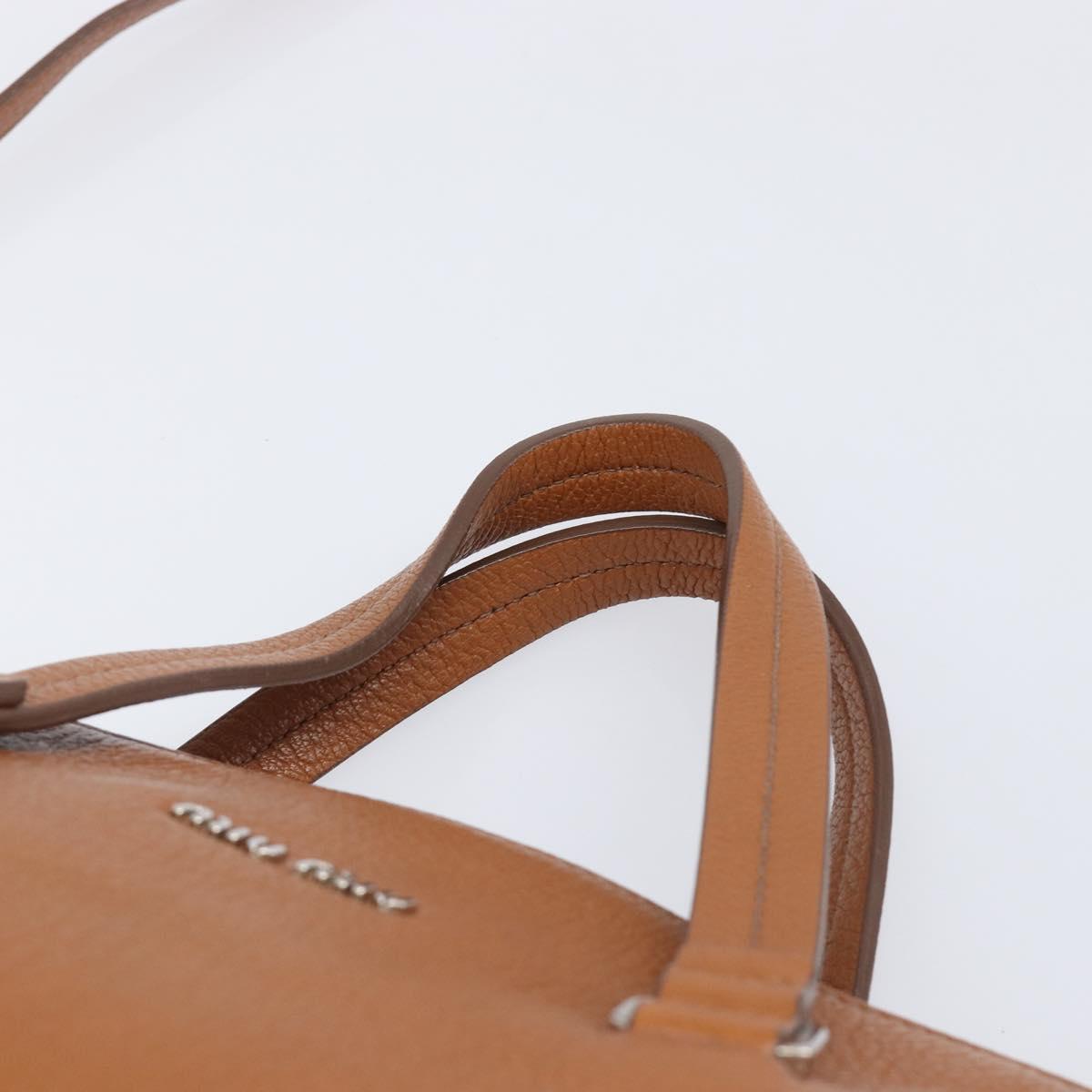 Miu Miu Hand Bag Leather 2way Brown Silver Auth yk20891M
