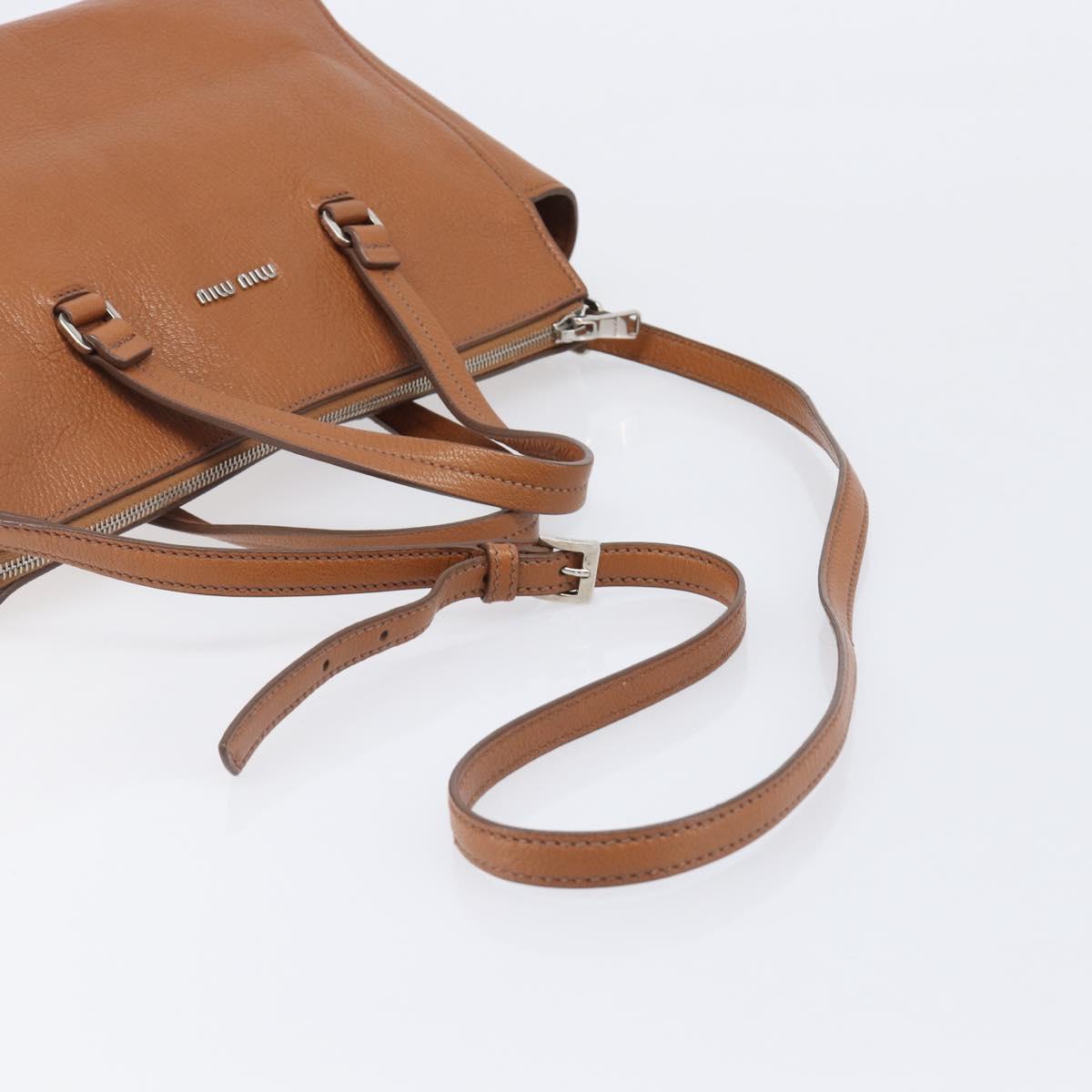 Miu Miu Hand Bag Leather 2way Brown Silver Auth yk20891M