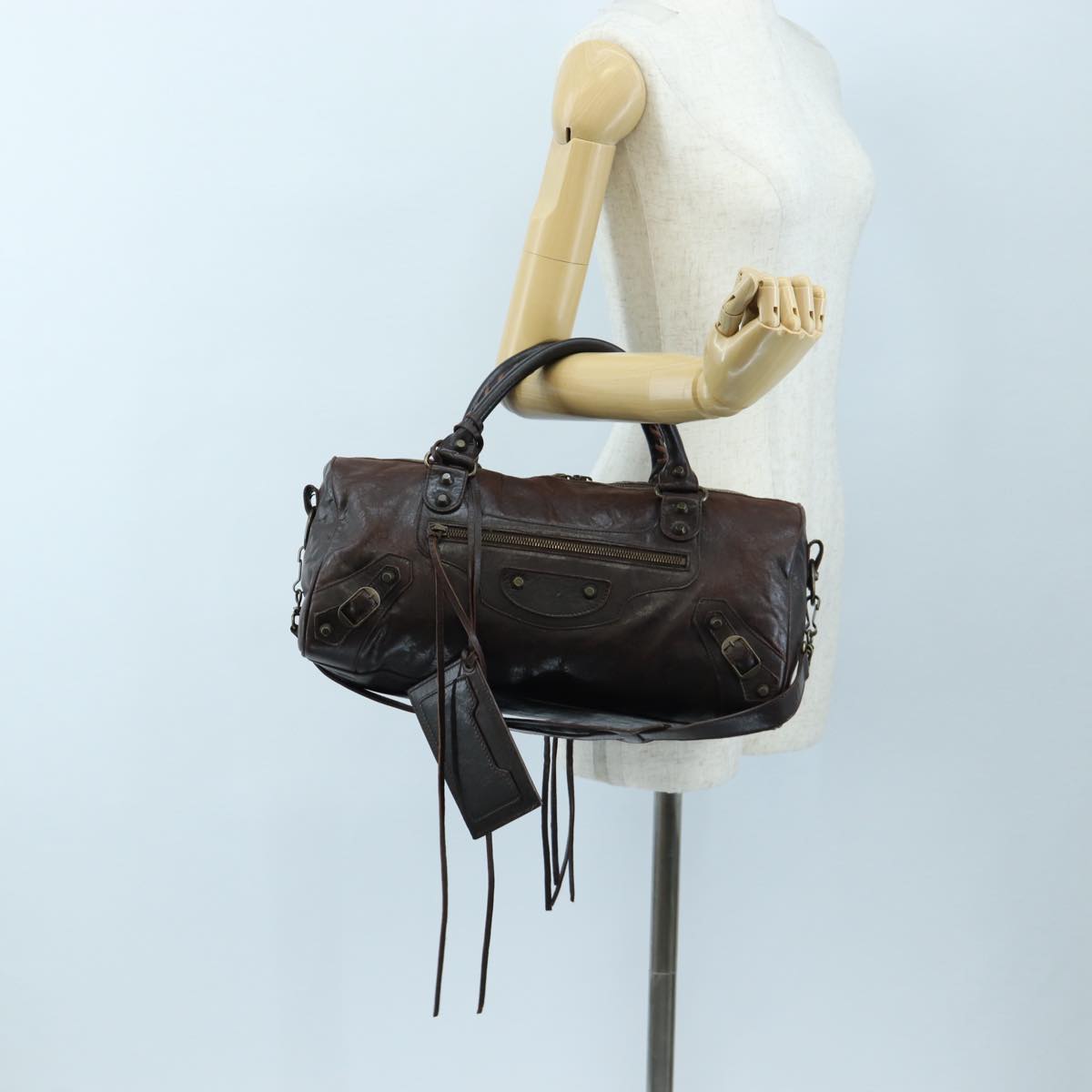 BALENCIAGA The Twiggy Hand Bag Leather 2way Brown 128523 Auth yk20892M