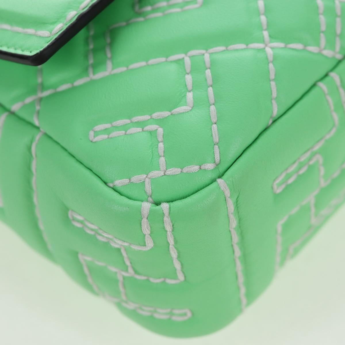 FENDI Zucca Canvas Mamma Baguette Bag Leather 2way Green Silver Auth yk20894SAM