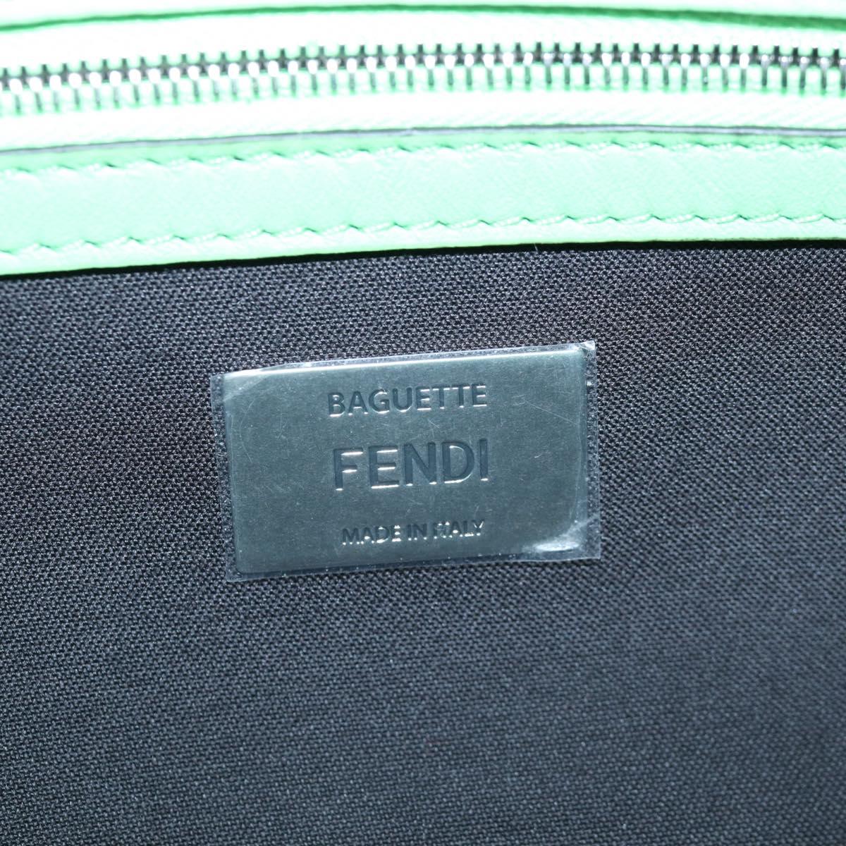 FENDI Zucca Canvas Mamma Baguette Bag Leather 2way Green Silver Auth yk20894SAM