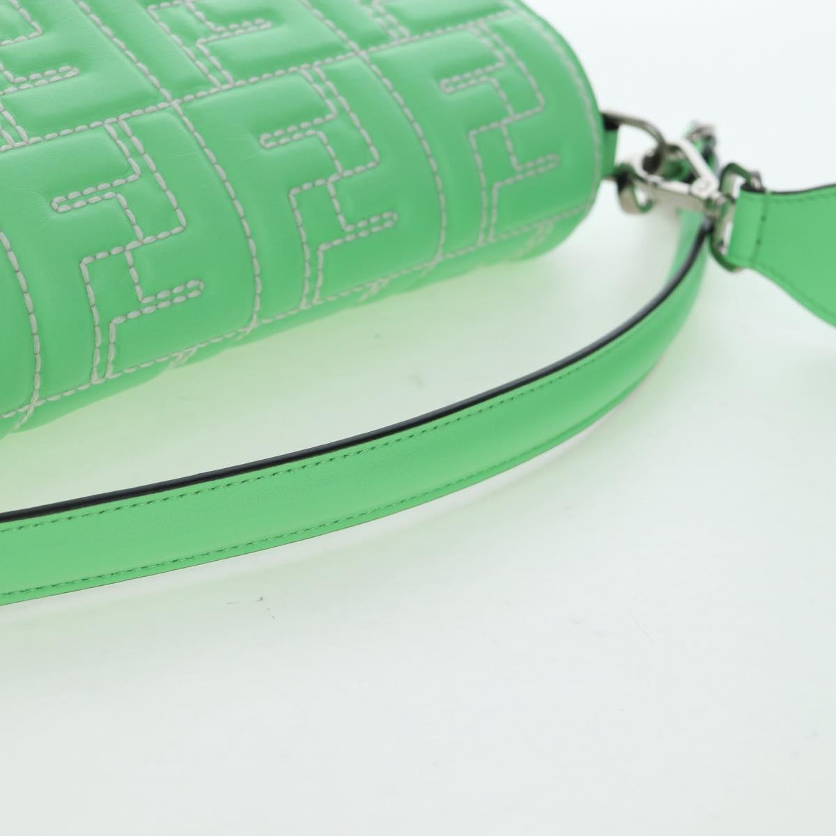 FENDI Zucca Canvas Mamma Baguette Bag Leather 2way Green Silver Auth yk20894SAM