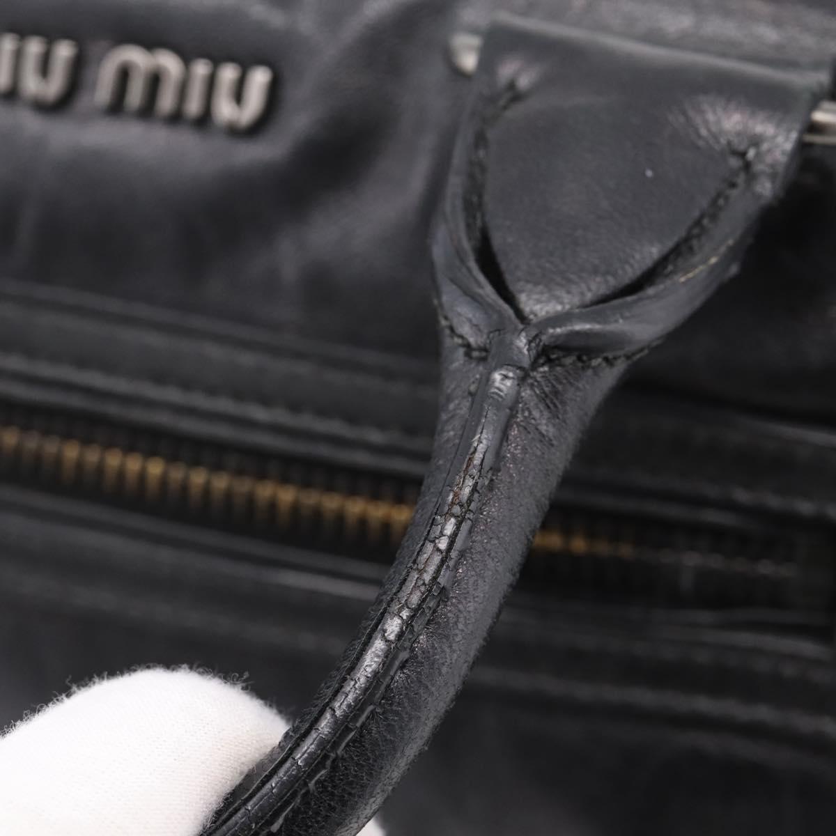 Miu Miu Hand Bag Leather 2way Black Gold Tone Auth yk20895V