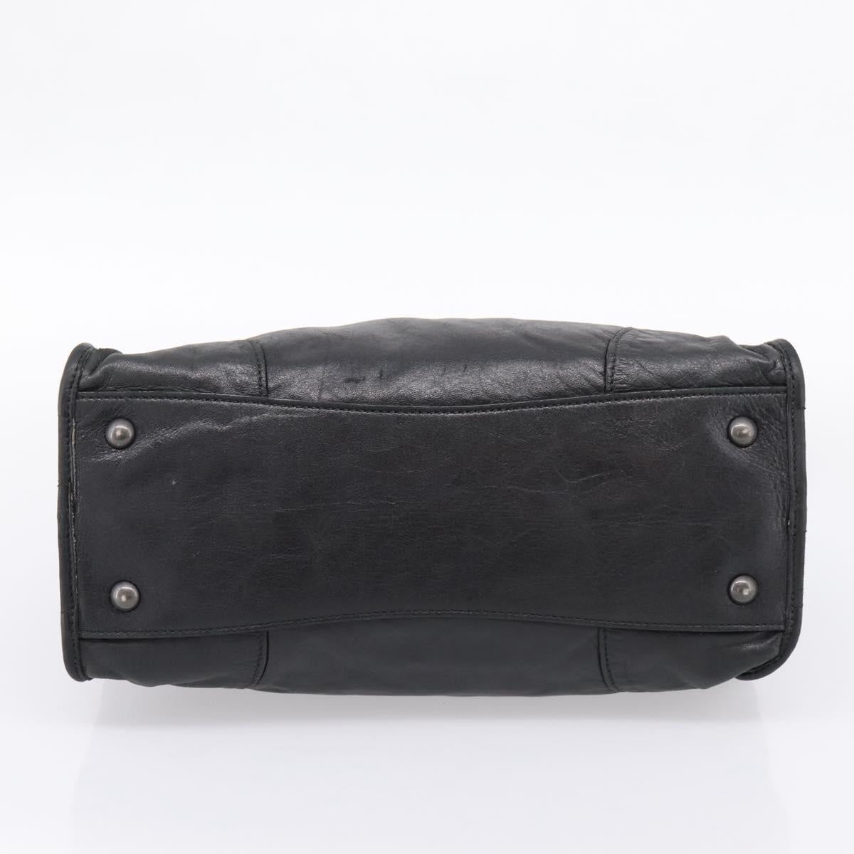 Miu Miu Hand Bag Leather 2way Black Gold Tone Auth yk20895V