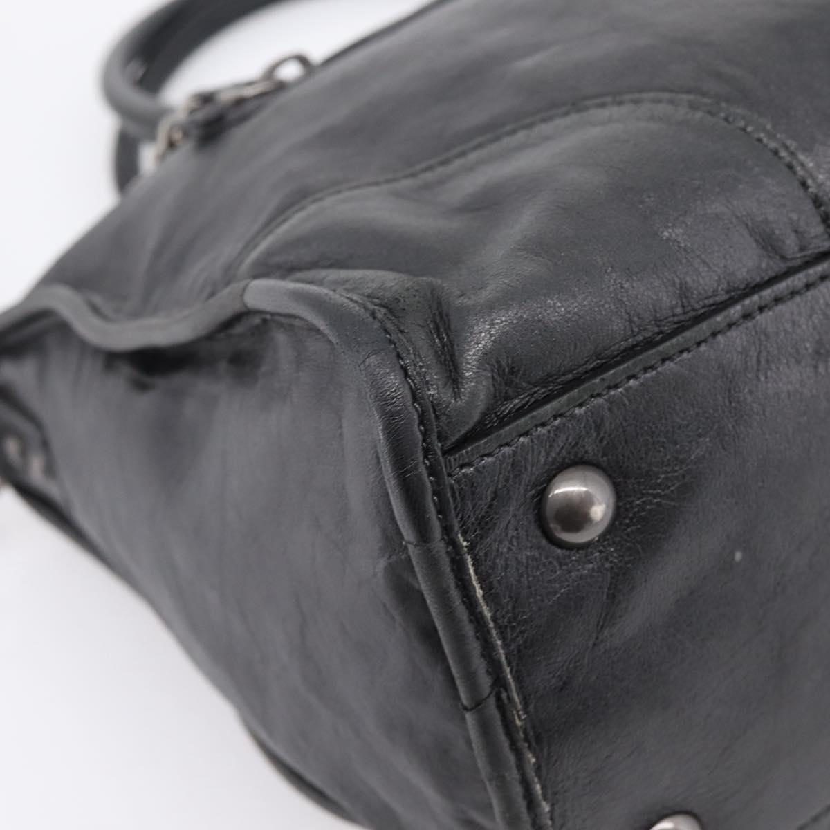 Miu Miu Hand Bag Leather 2way Black Gold Tone Auth yk20895V