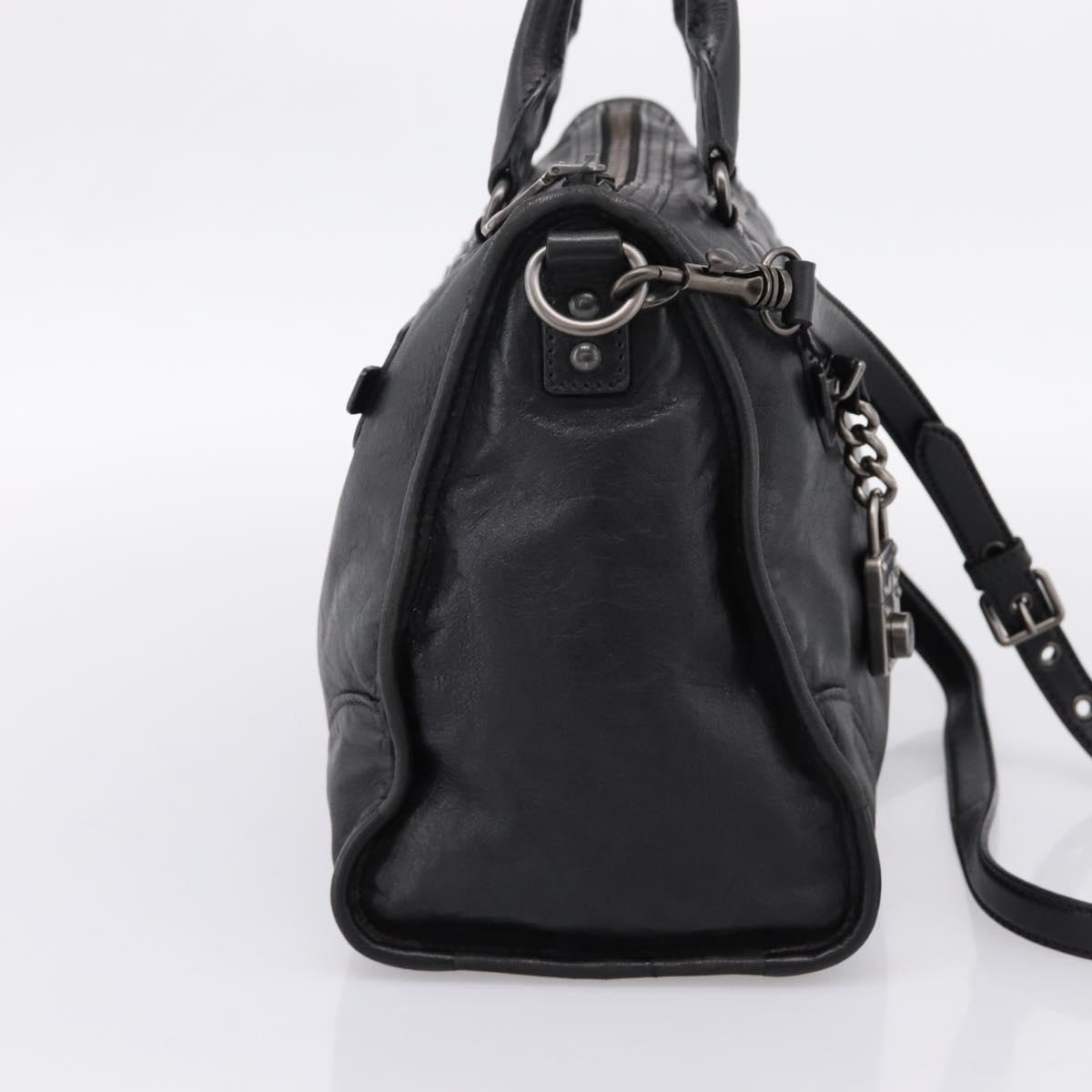 Miu Miu Hand Bag Leather 2way Black Gold Tone Auth yk20895V