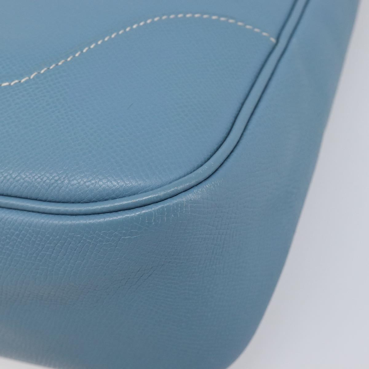 HERMES Epsom Trim 31 Shoulder Bag Leather Blue Silver Auth yk20897M