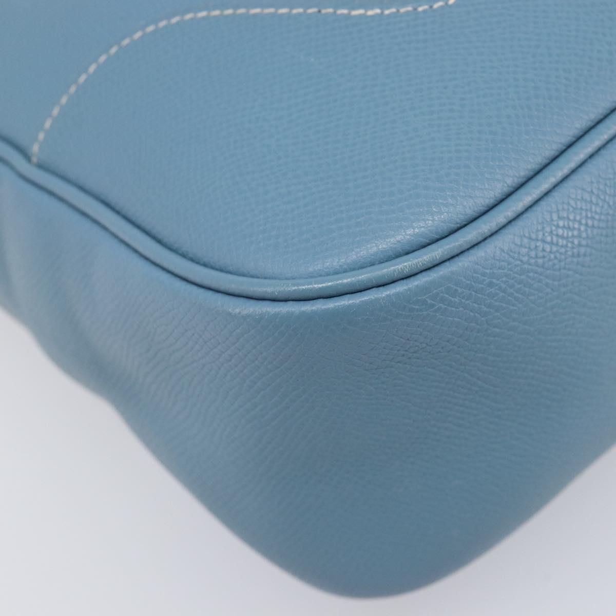 HERMES Epsom Trim 31 Shoulder Bag Leather Blue Silver Auth yk20897M