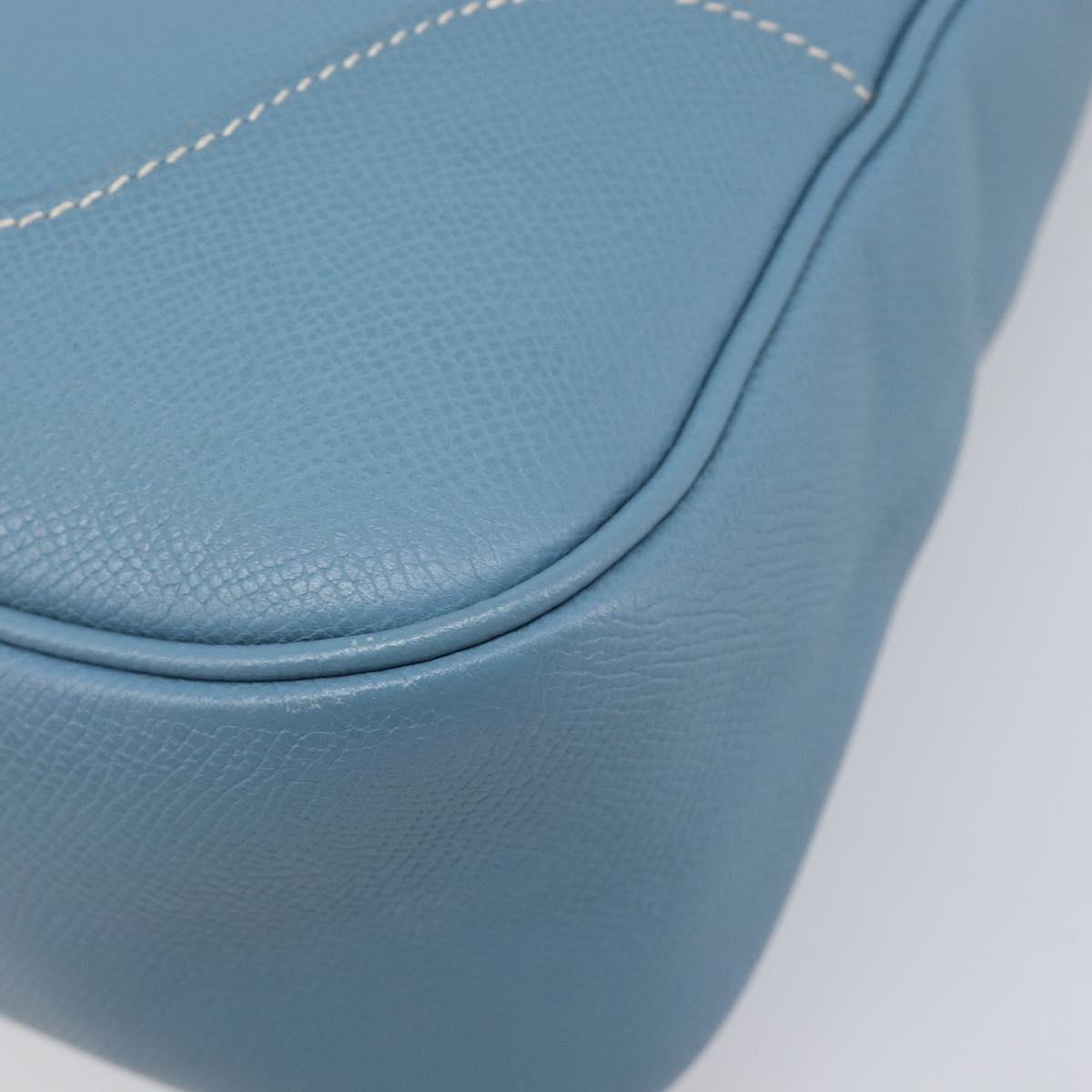 HERMES Epsom Trim 31 Shoulder Bag Leather Blue Silver Auth yk20897M