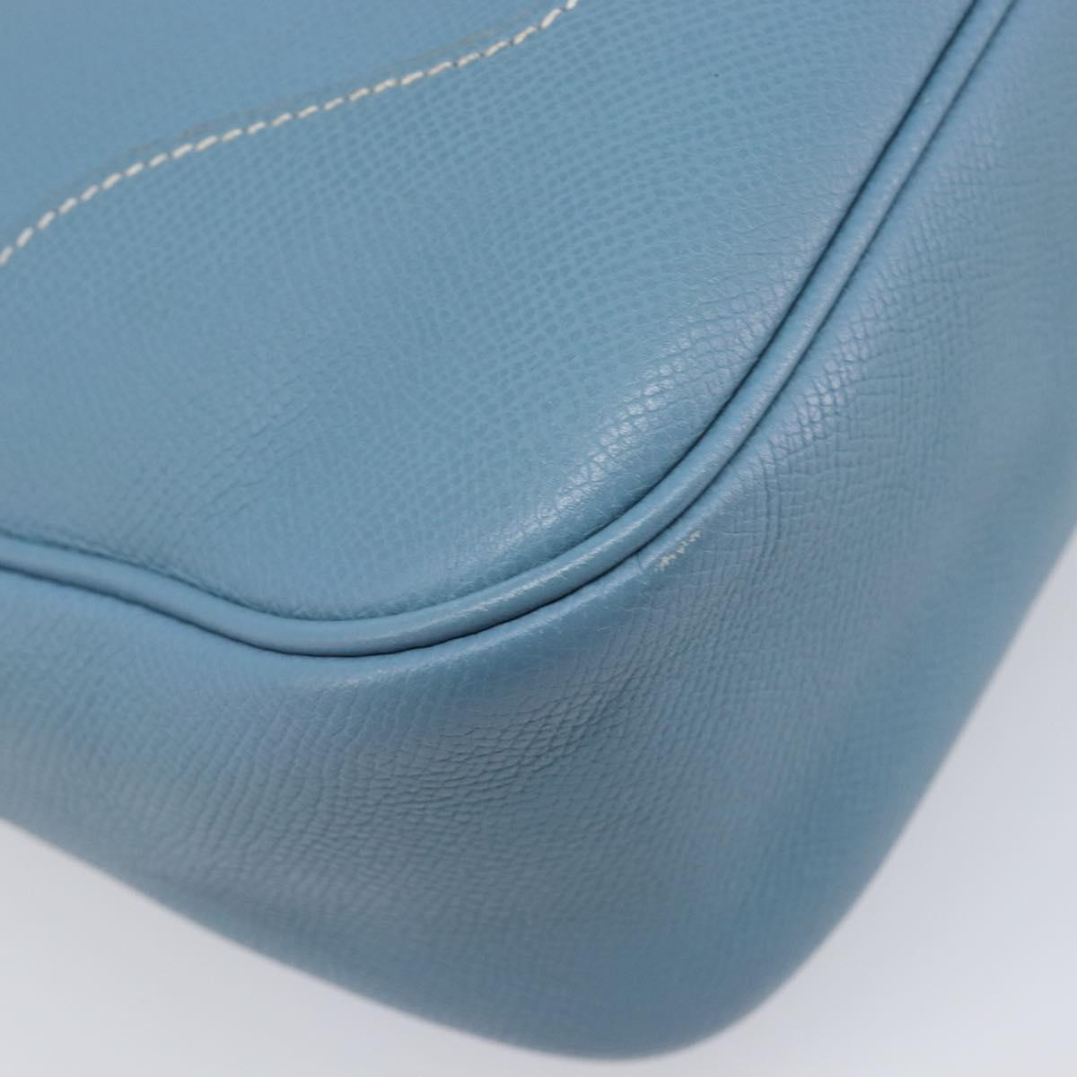 HERMES Epsom Trim 31 Shoulder Bag Leather Blue Silver Auth yk20897M
