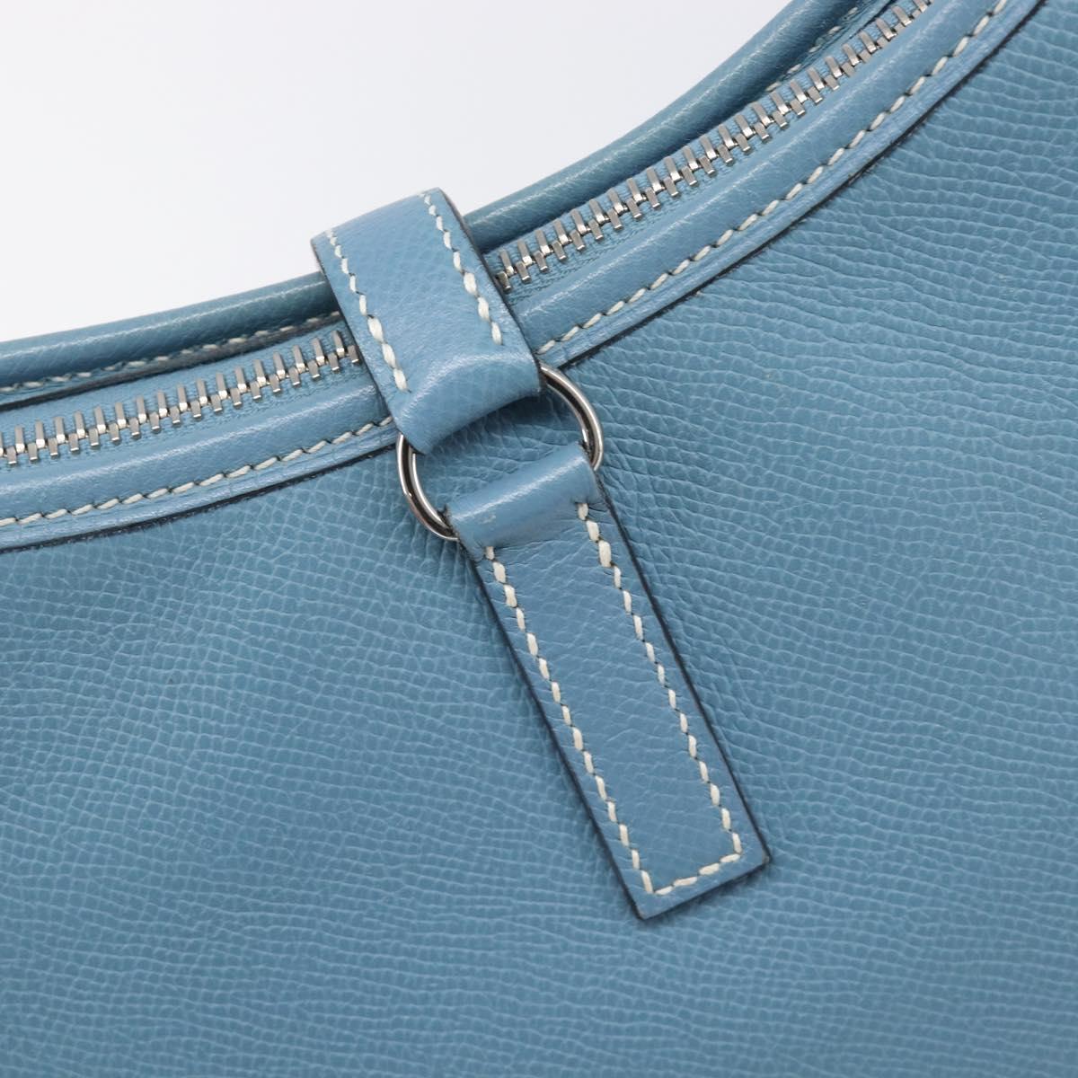 HERMES Epsom Trim 31 Shoulder Bag Leather Blue Silver Auth yk20897M