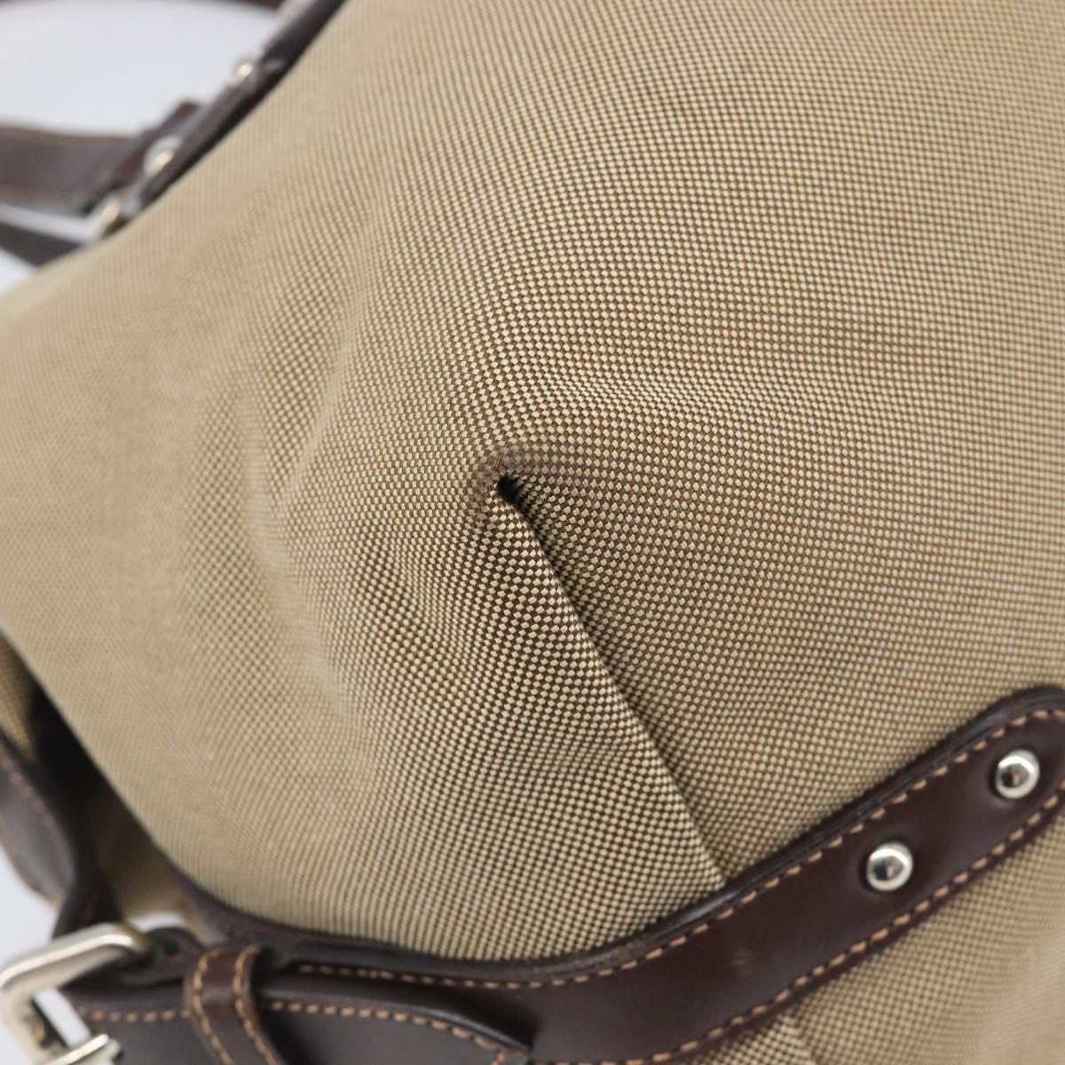 PRADA Shoulder Bag Canvas Beige Silver Auth yk20901V