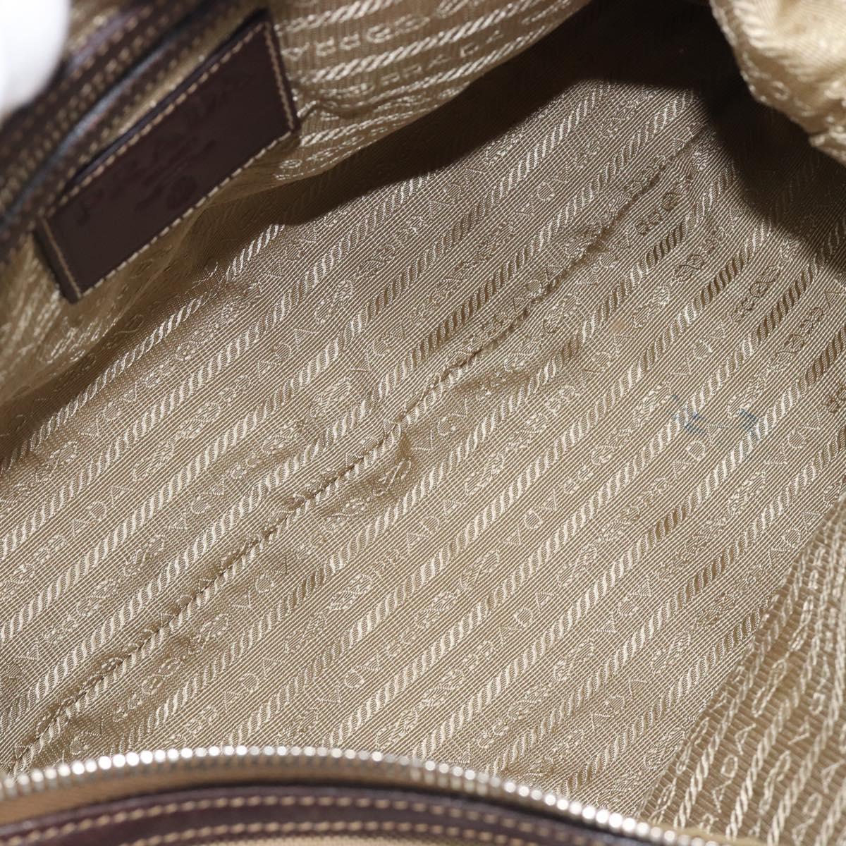 PRADA Shoulder Bag Canvas Beige Silver Auth yk20901V