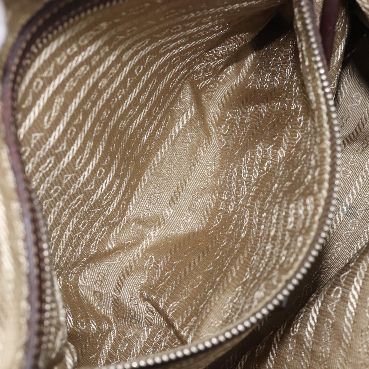 PRADA Shoulder Bag Canvas Beige Silver Auth yk20901V