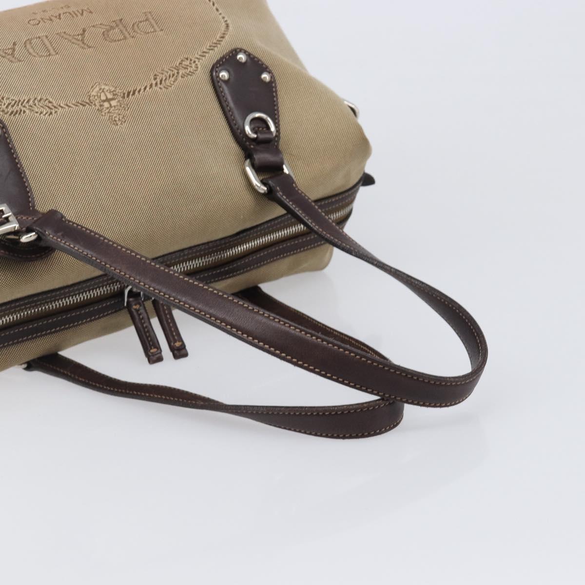 PRADA Shoulder Bag Canvas Beige Silver Auth yk20901V