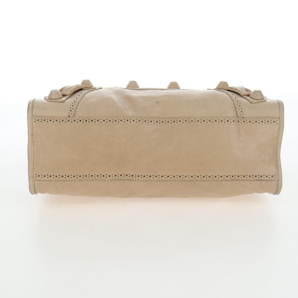 BALENCIAGA The Giant City Bag Leather 2way Beige Silver 204529 Auth yk20902V