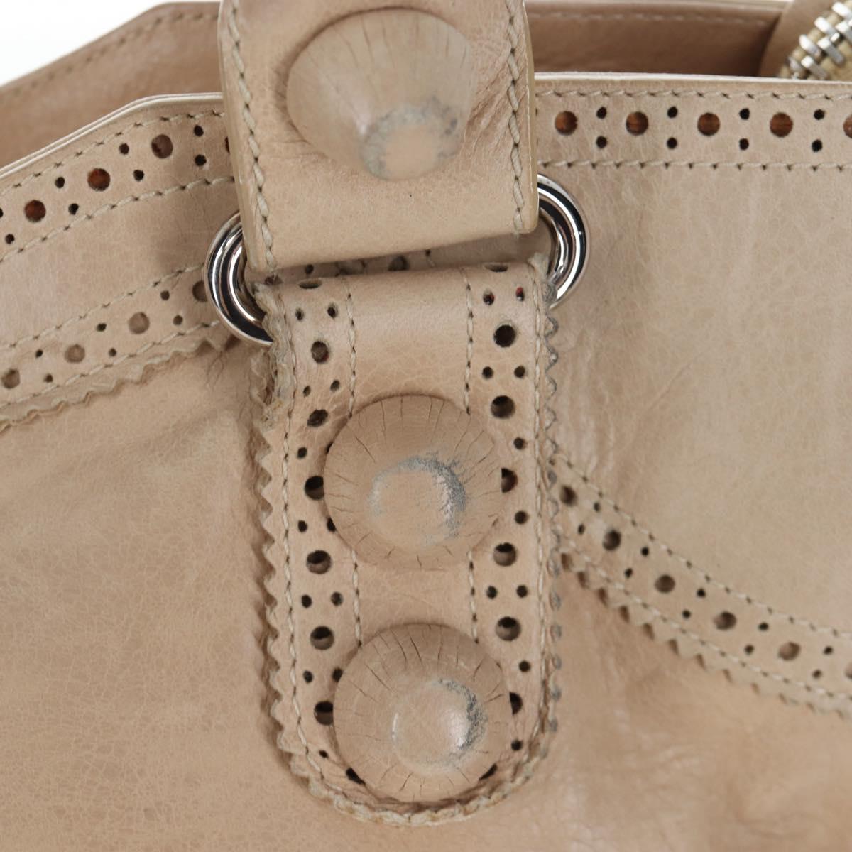 BALENCIAGA The Giant City Bag Leather 2way Beige Silver 204529 Auth yk20902V