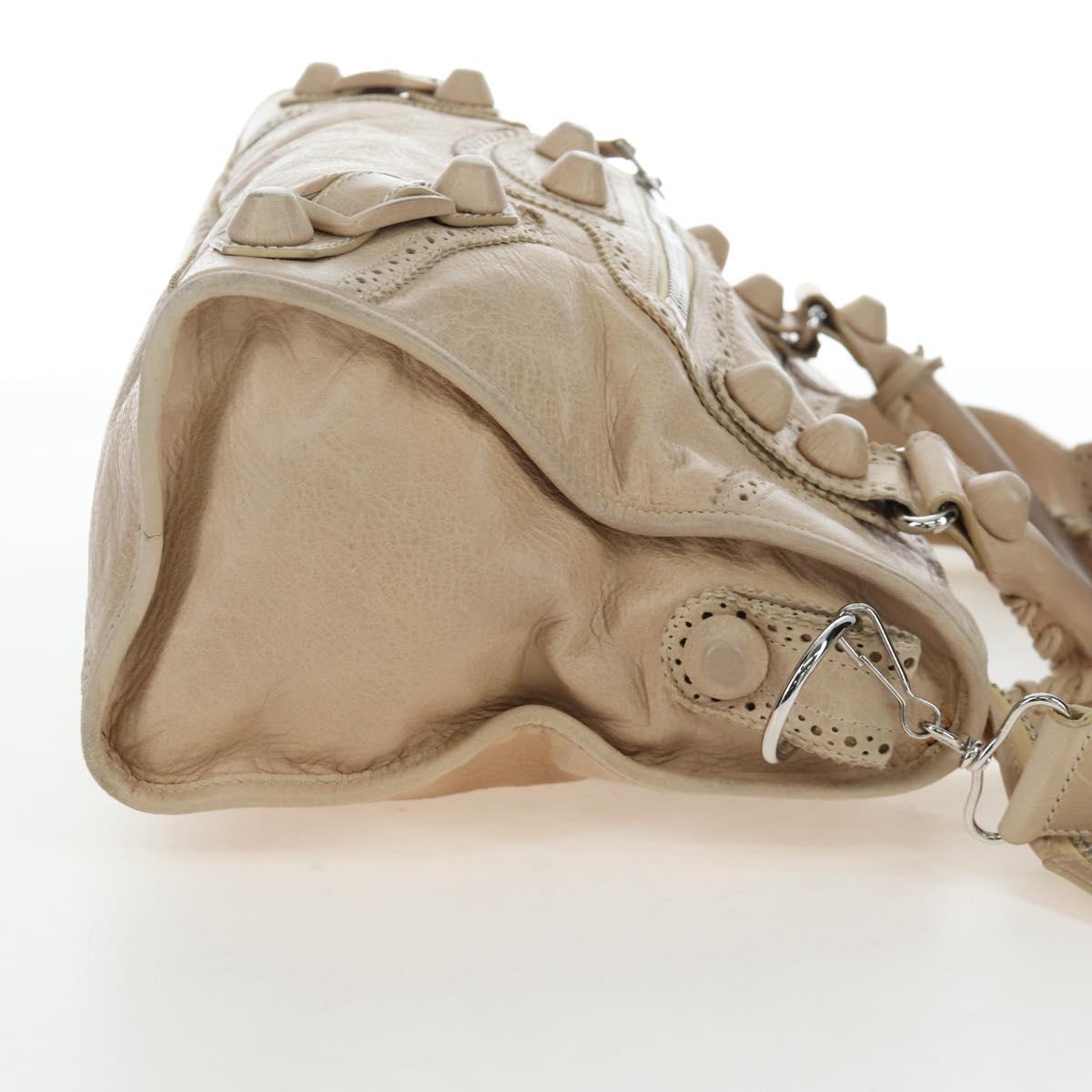 BALENCIAGA The Giant City Bag Leather 2way Beige Silver 204529 Auth yk20902V