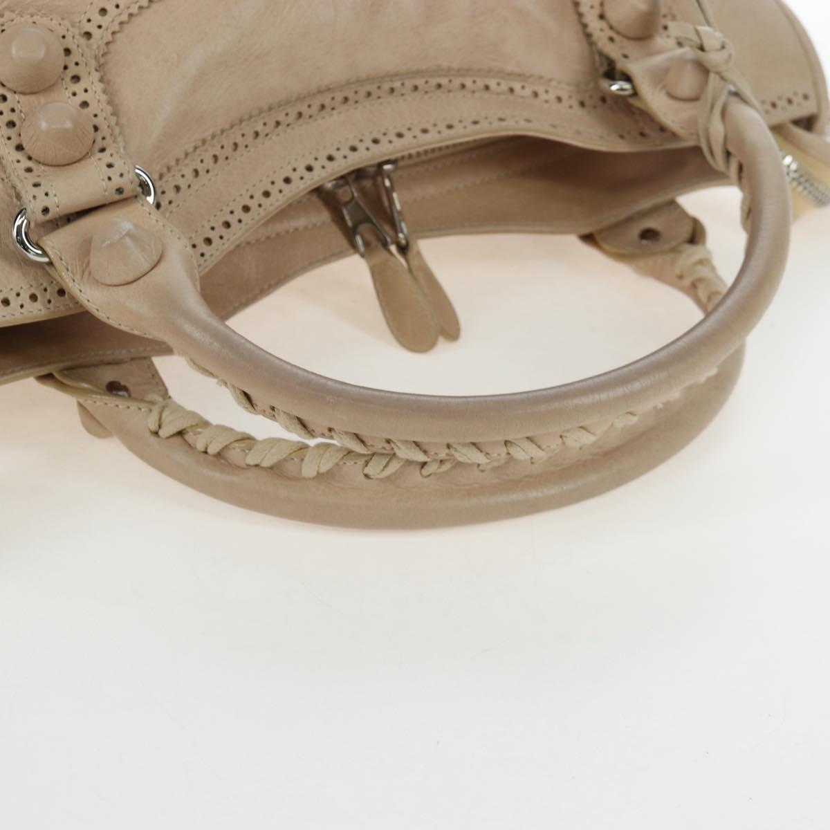 BALENCIAGA The Giant City Bag Leather 2way Beige Silver 204529 Auth yk20902V
