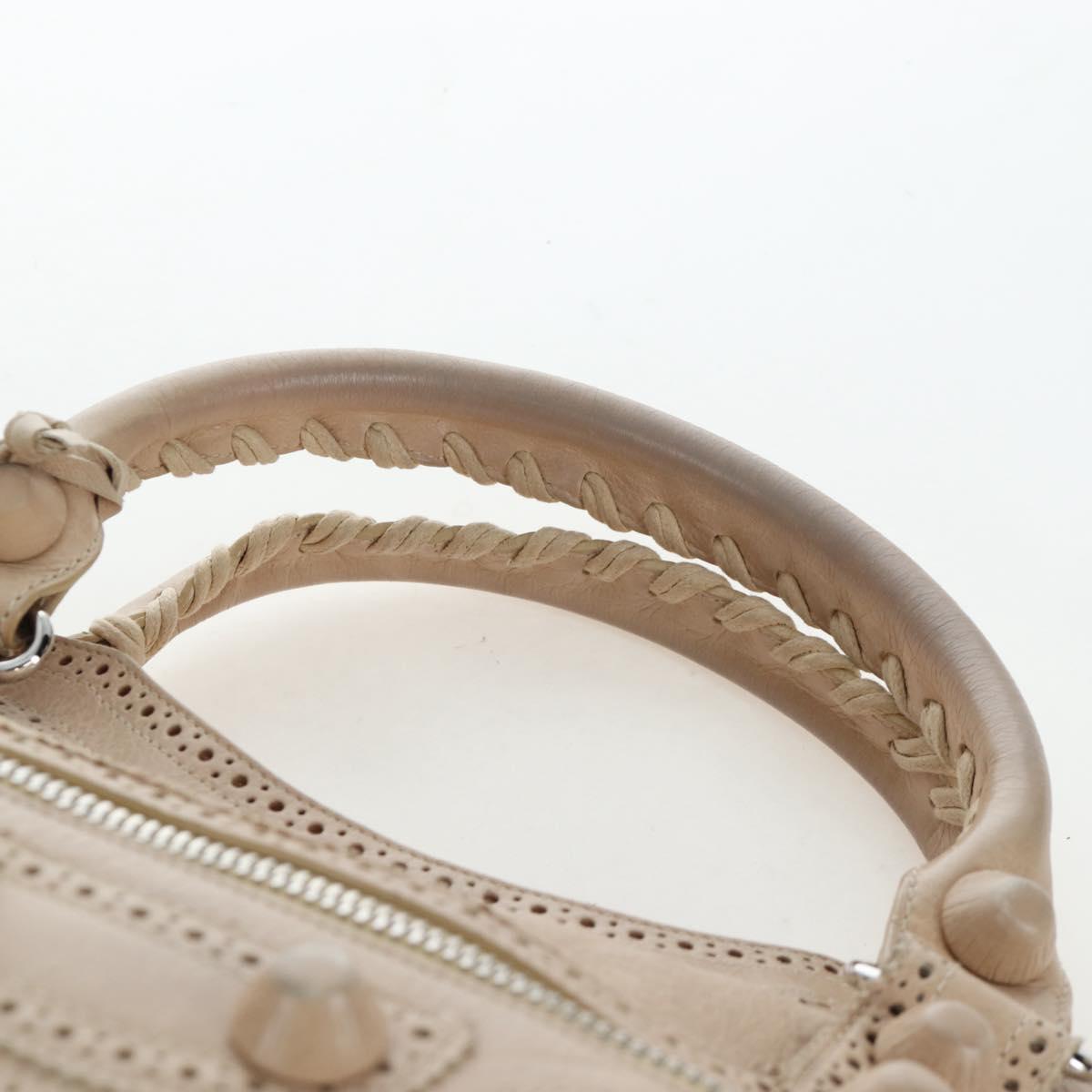 BALENCIAGA The Giant City Bag Leather 2way Beige Silver 204529 Auth yk20902V