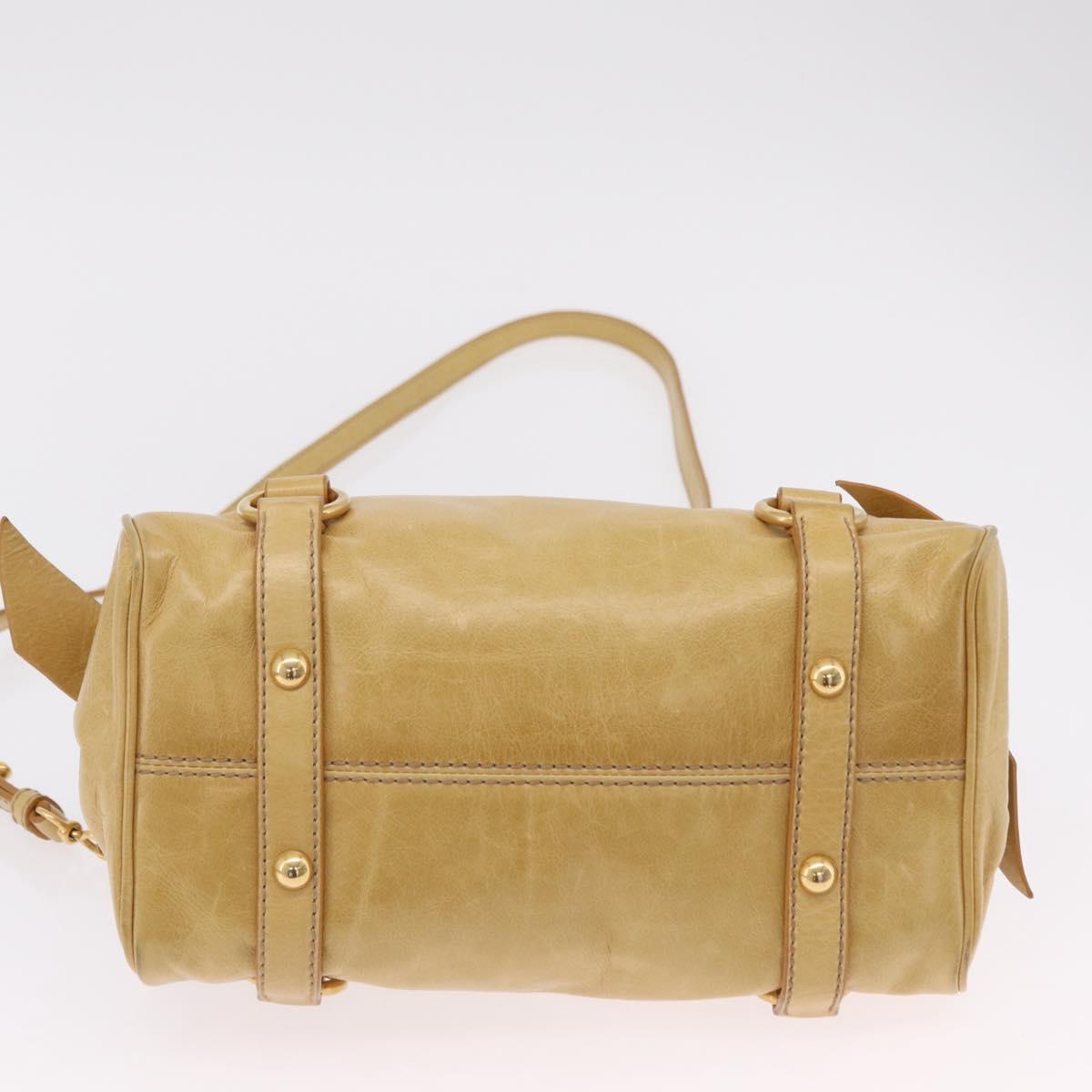 Miu Miu Hand Bag Leather 2way Yellow Gold Auth yk20904V