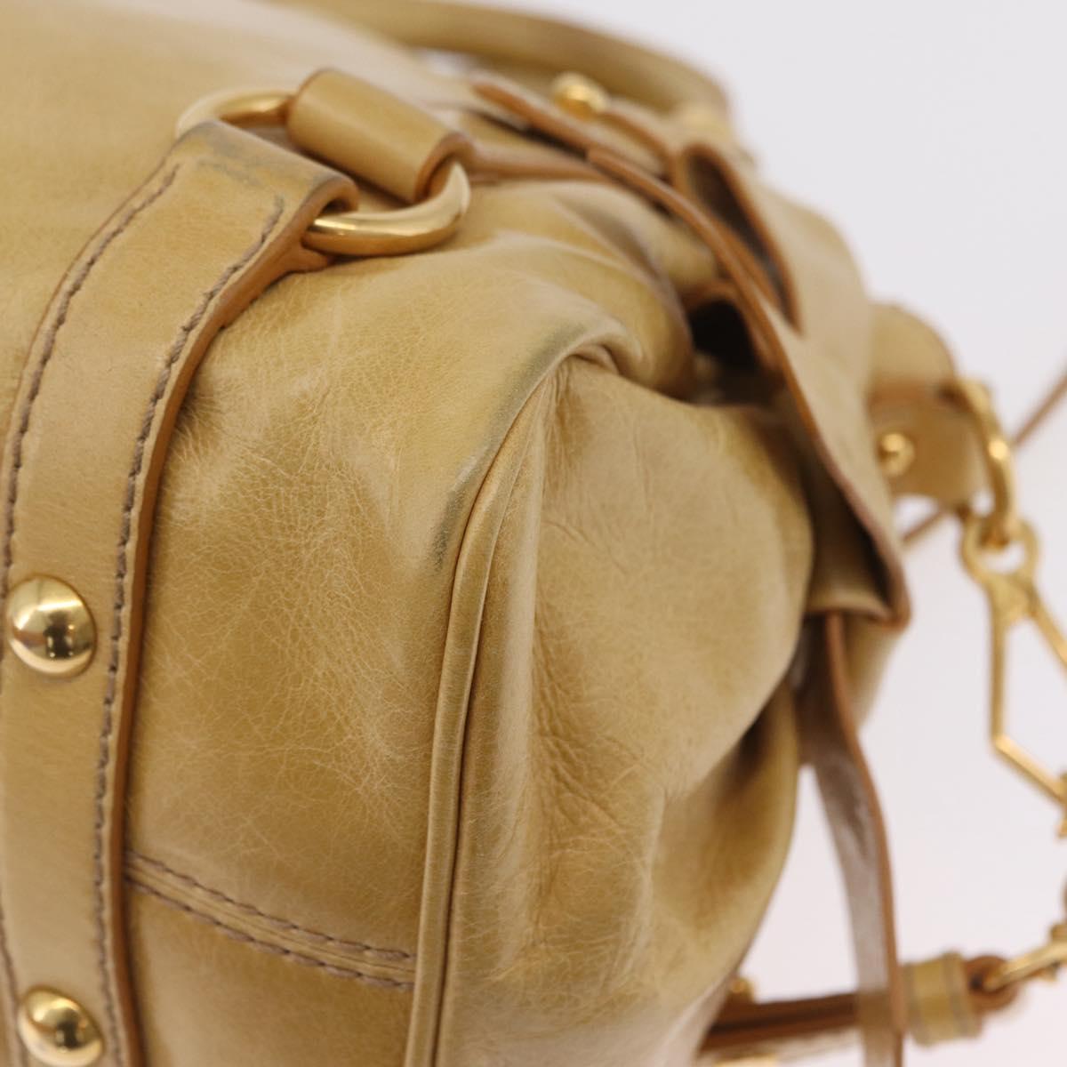 Miu Miu Hand Bag Leather 2way Yellow Gold Auth yk20904V