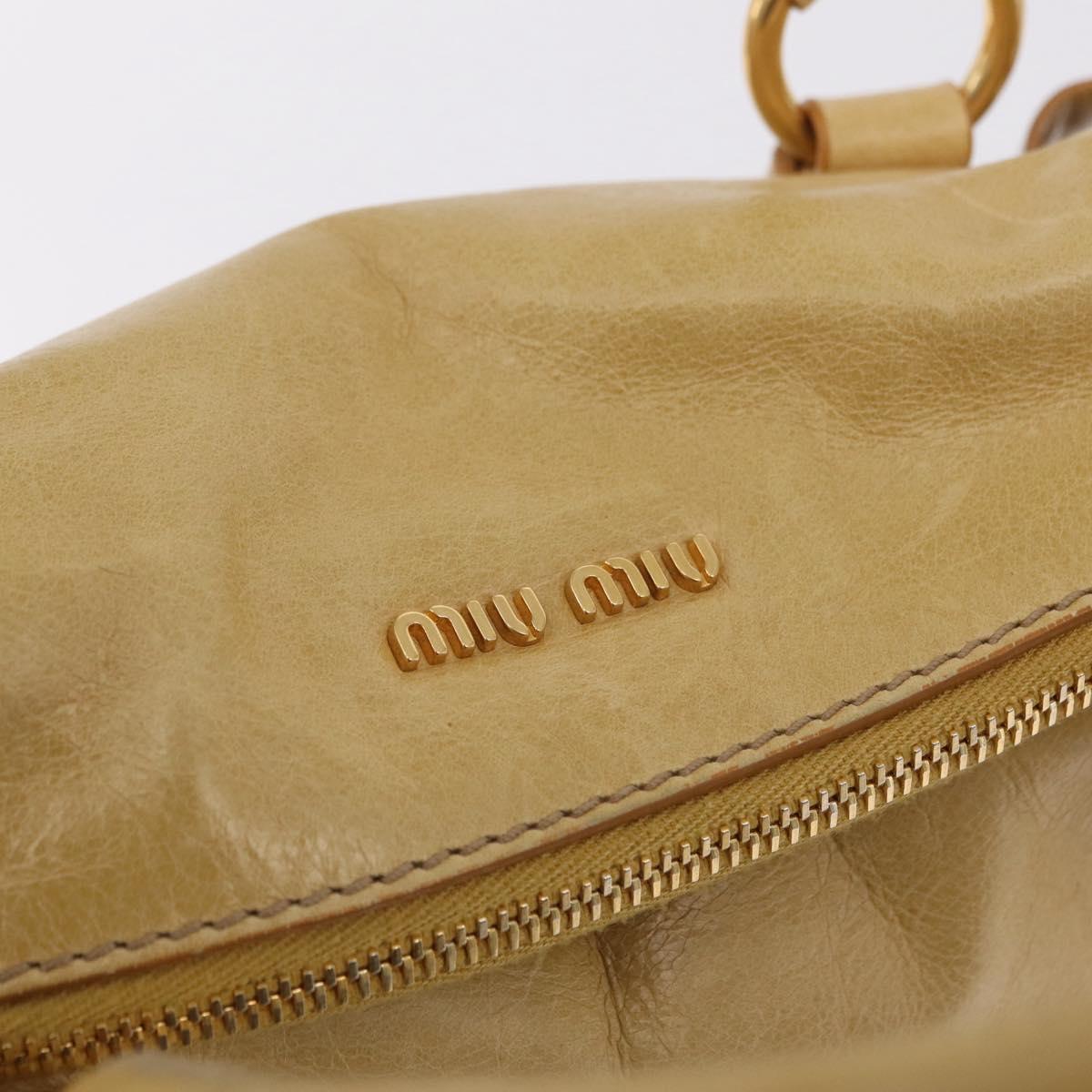 Miu Miu Hand Bag Leather 2way Yellow Gold Auth yk20904V