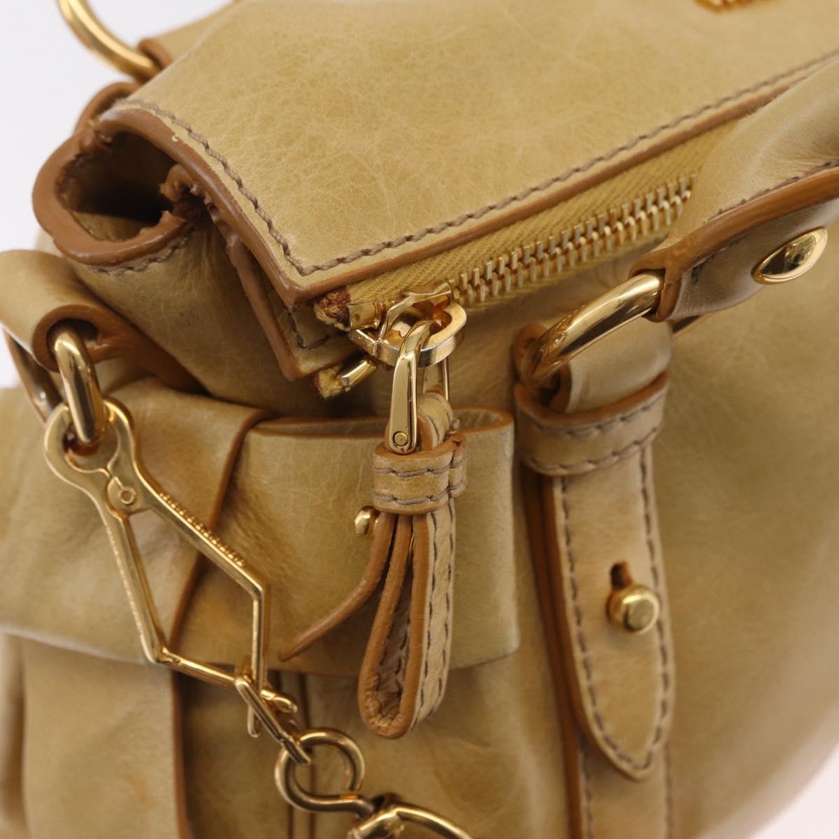 Miu Miu Hand Bag Leather 2way Yellow Gold Auth yk20904V