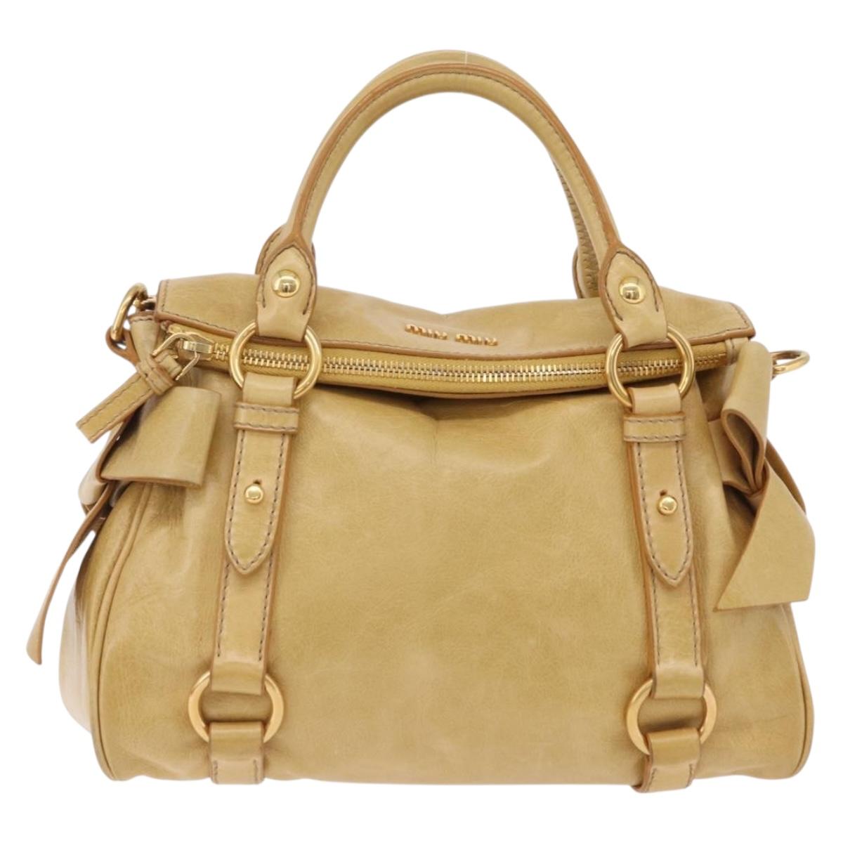 Miu Miu Hand Bag Leather 2way Yellow Gold Auth yk20904V