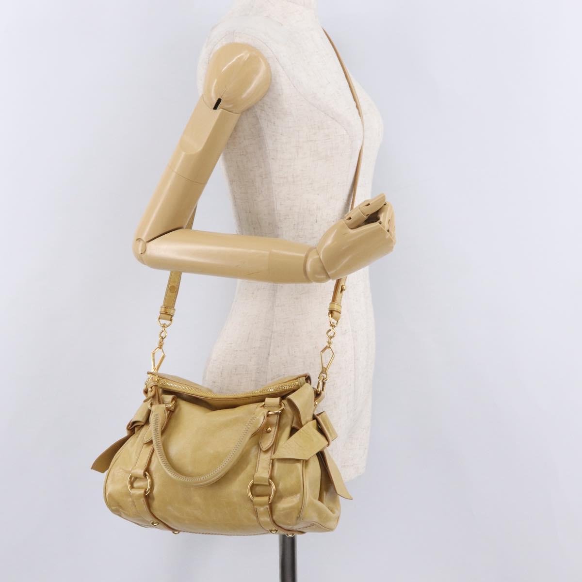 Miu Miu Hand Bag Leather 2way Yellow Gold Auth yk20904V