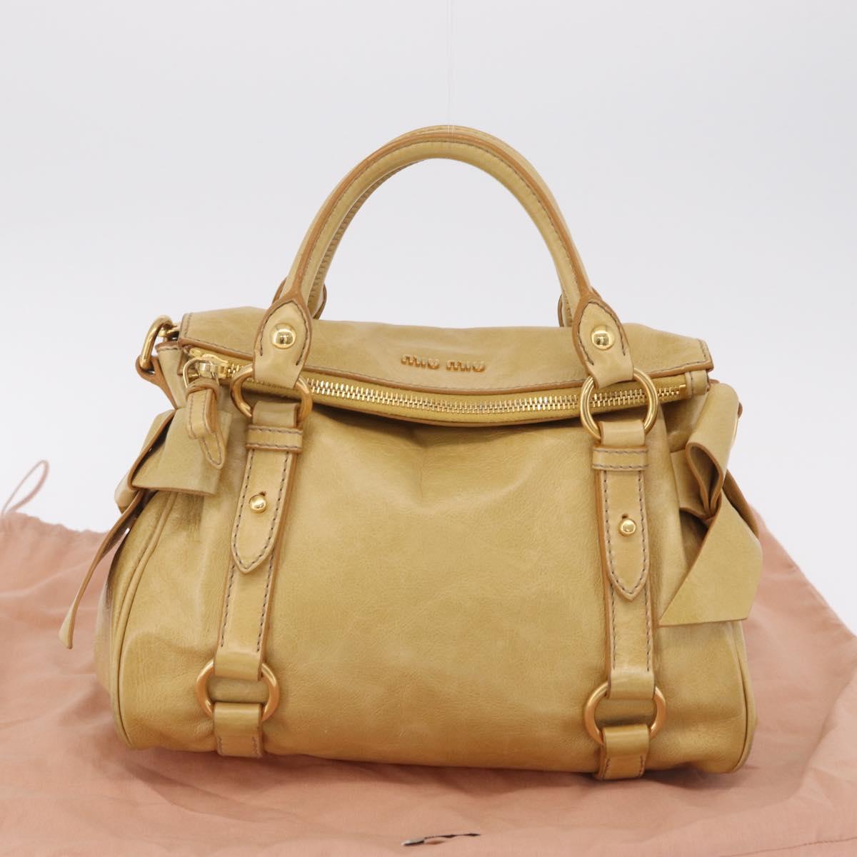 Miu Miu Hand Bag Leather 2way Yellow Gold Auth yk20904V