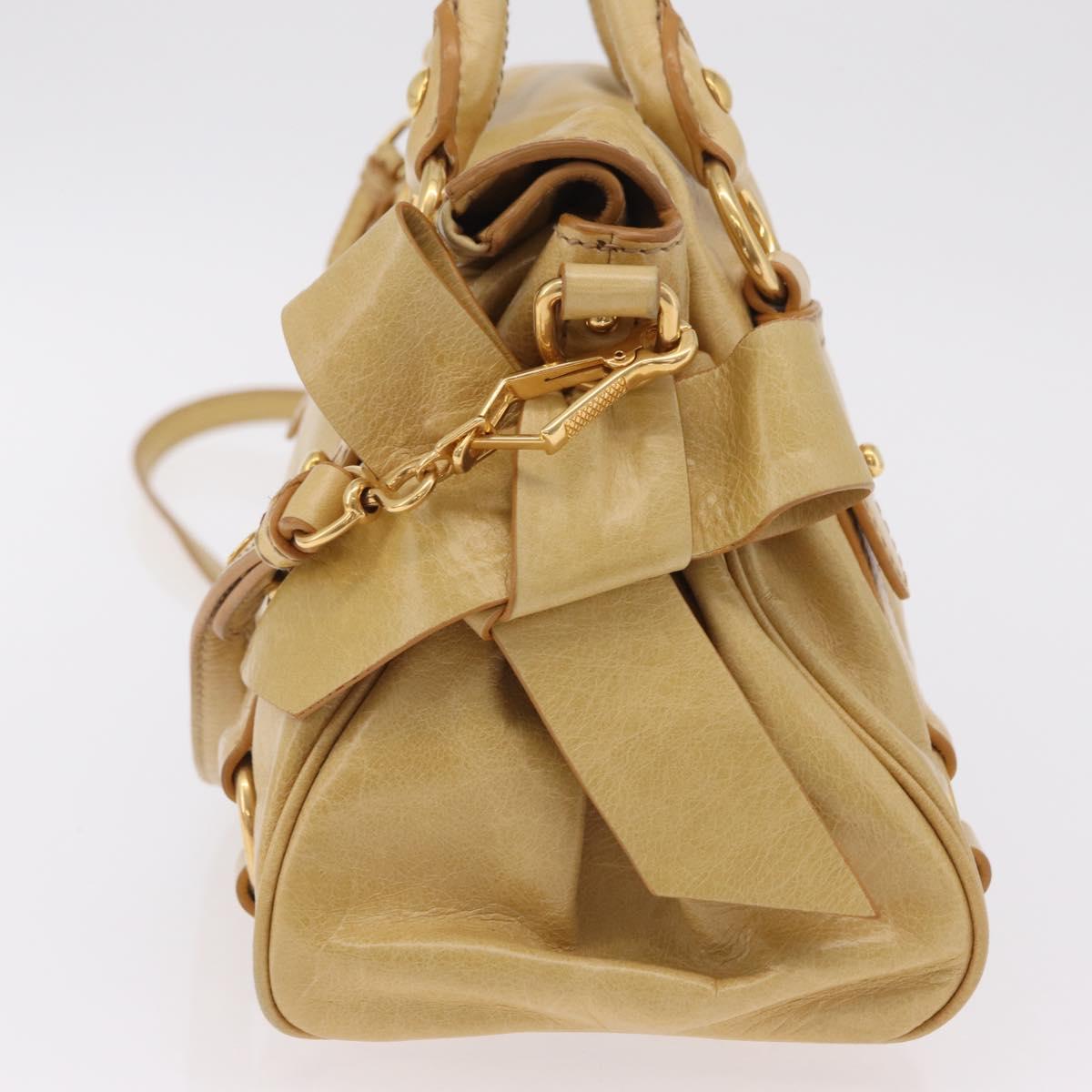 Miu Miu Hand Bag Leather 2way Yellow Gold Auth yk20904V