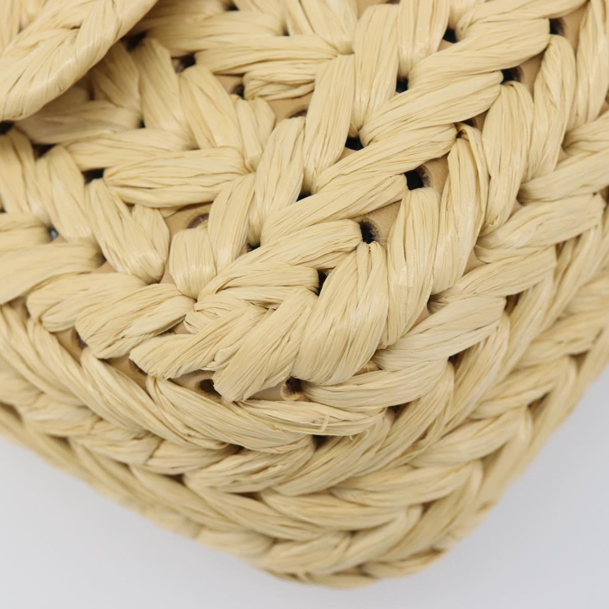 FENDI Mamma Baguette Shoulder Bag Raffia 2way Beige Gold Auth yk20905SAM