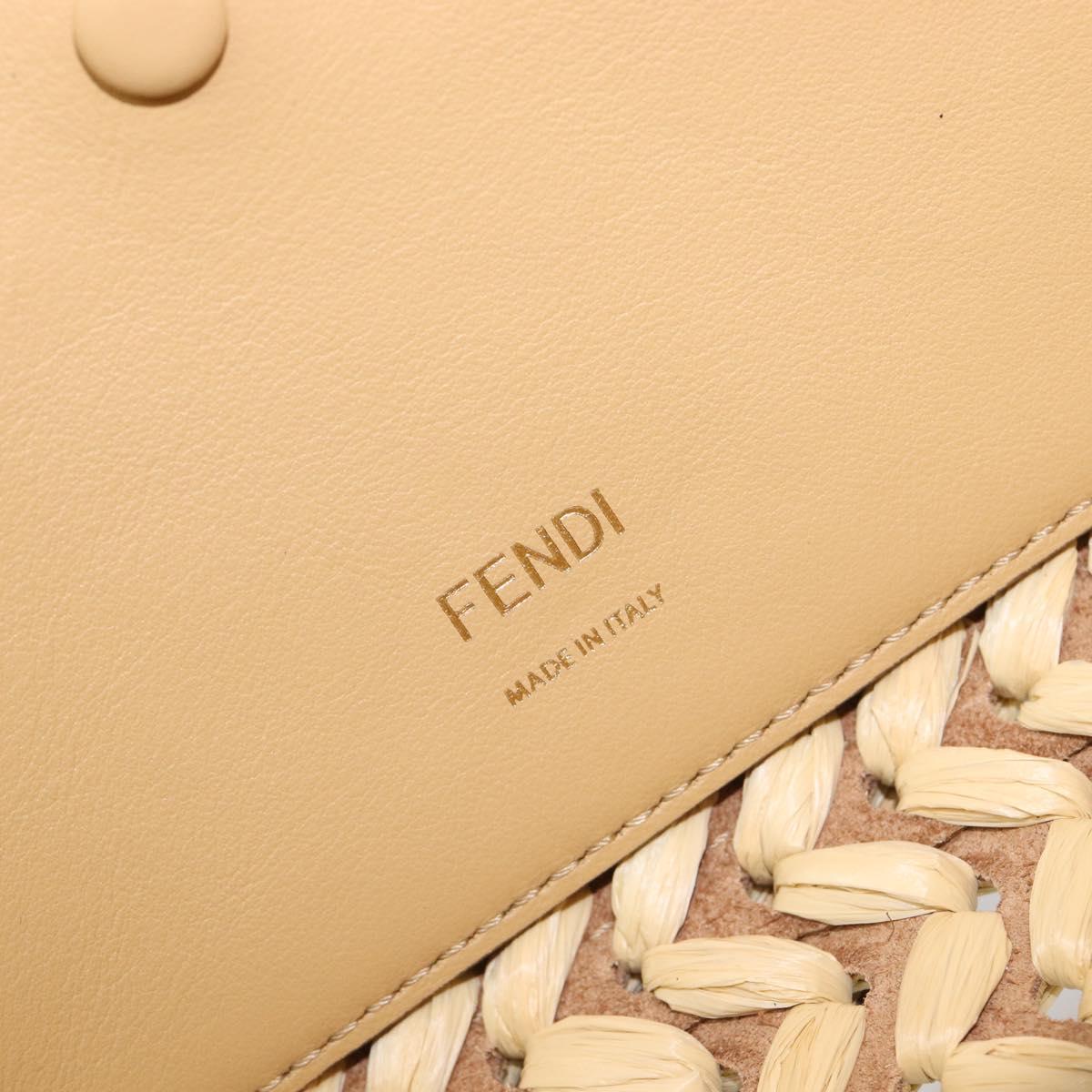 FENDI Mamma Baguette Shoulder Bag Raffia 2way Beige Gold Auth yk20905SAM