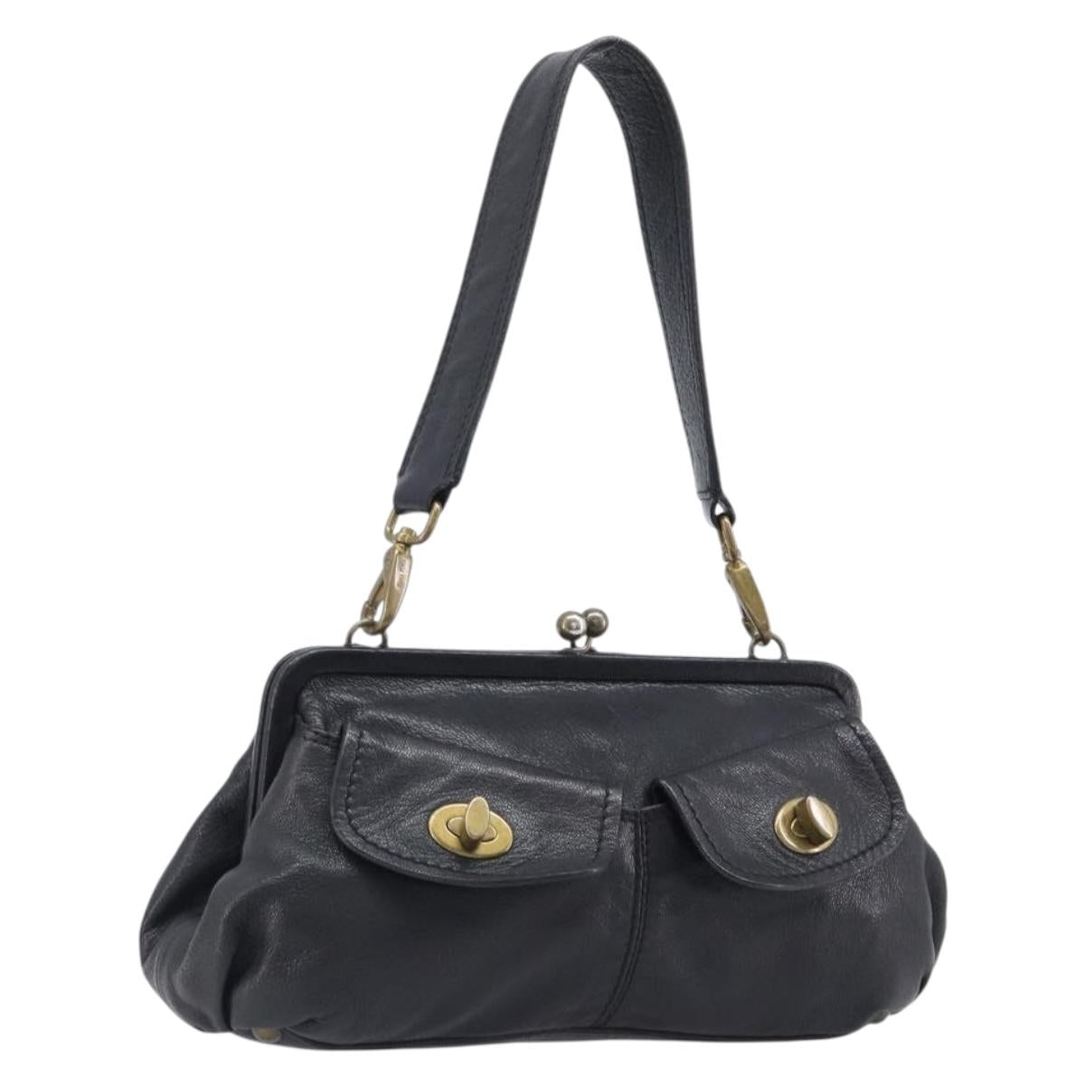 Miu Miu Shoulder Bag Leather Black Gold Auth yk20915V